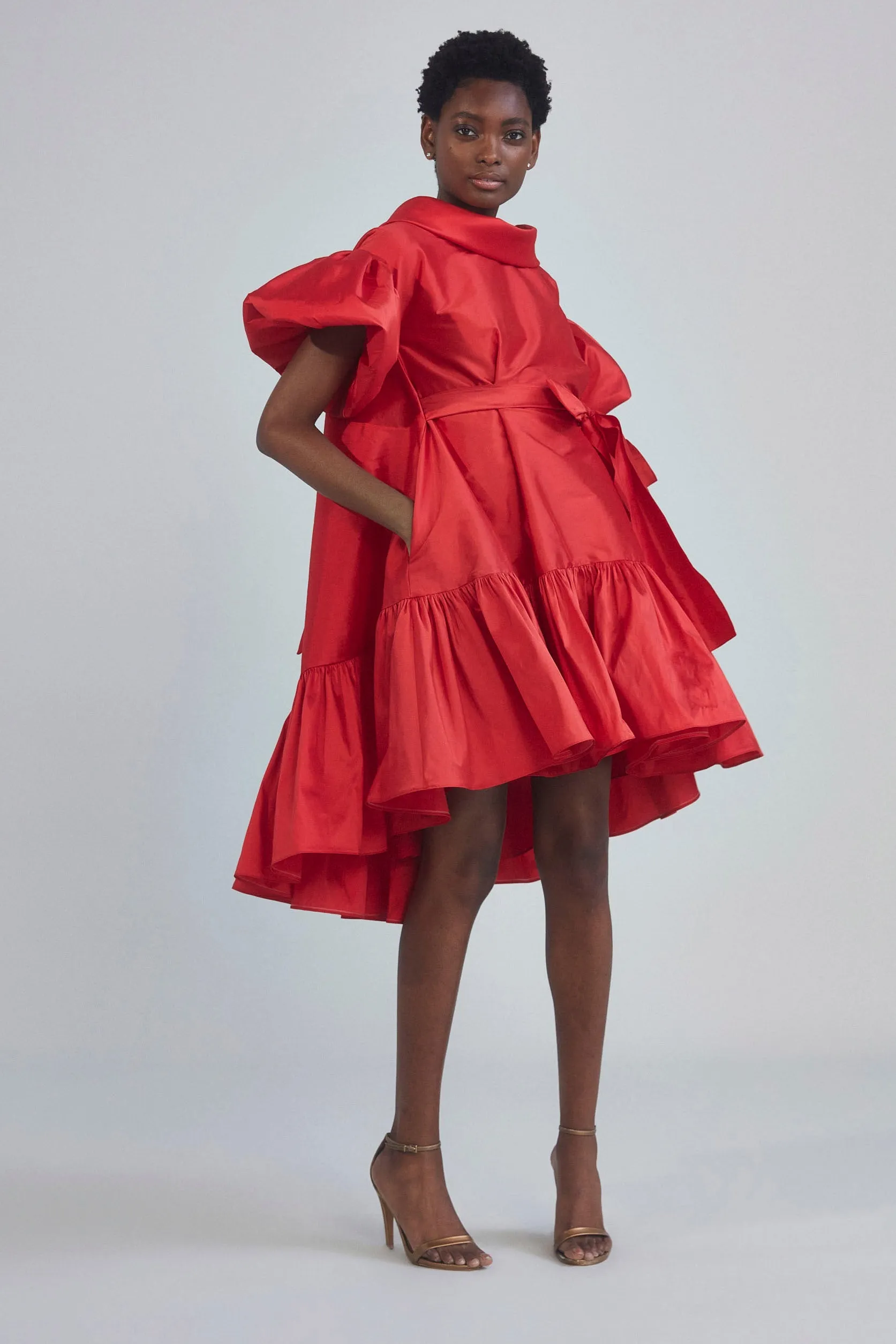 P388T - Taffeta Trapeze Dress - Navy sold by Amsale product image thumbnail 2