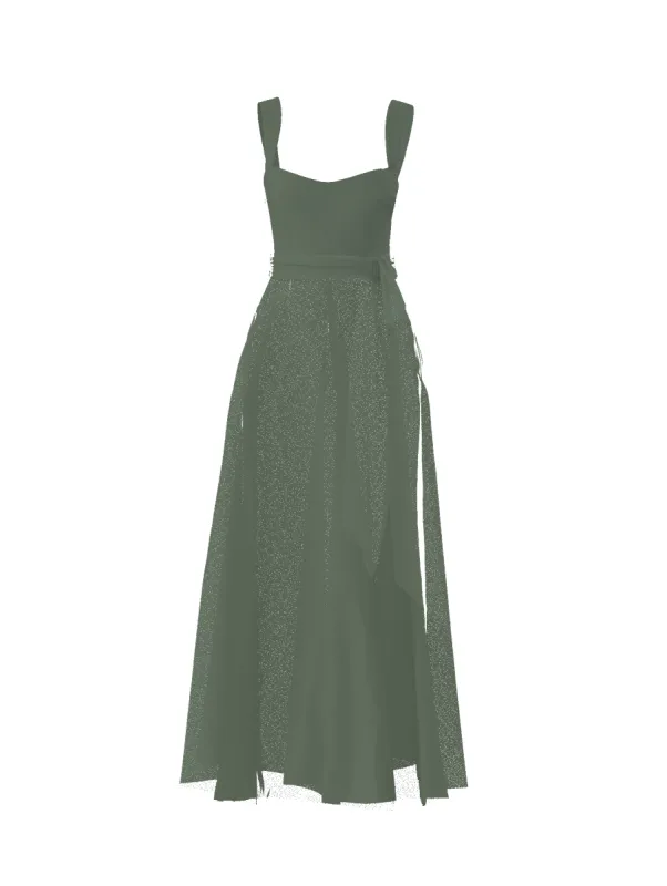 Bodice(Alexis), Skirt(Cerisa),Belt(Sash), olive sold by Amsale