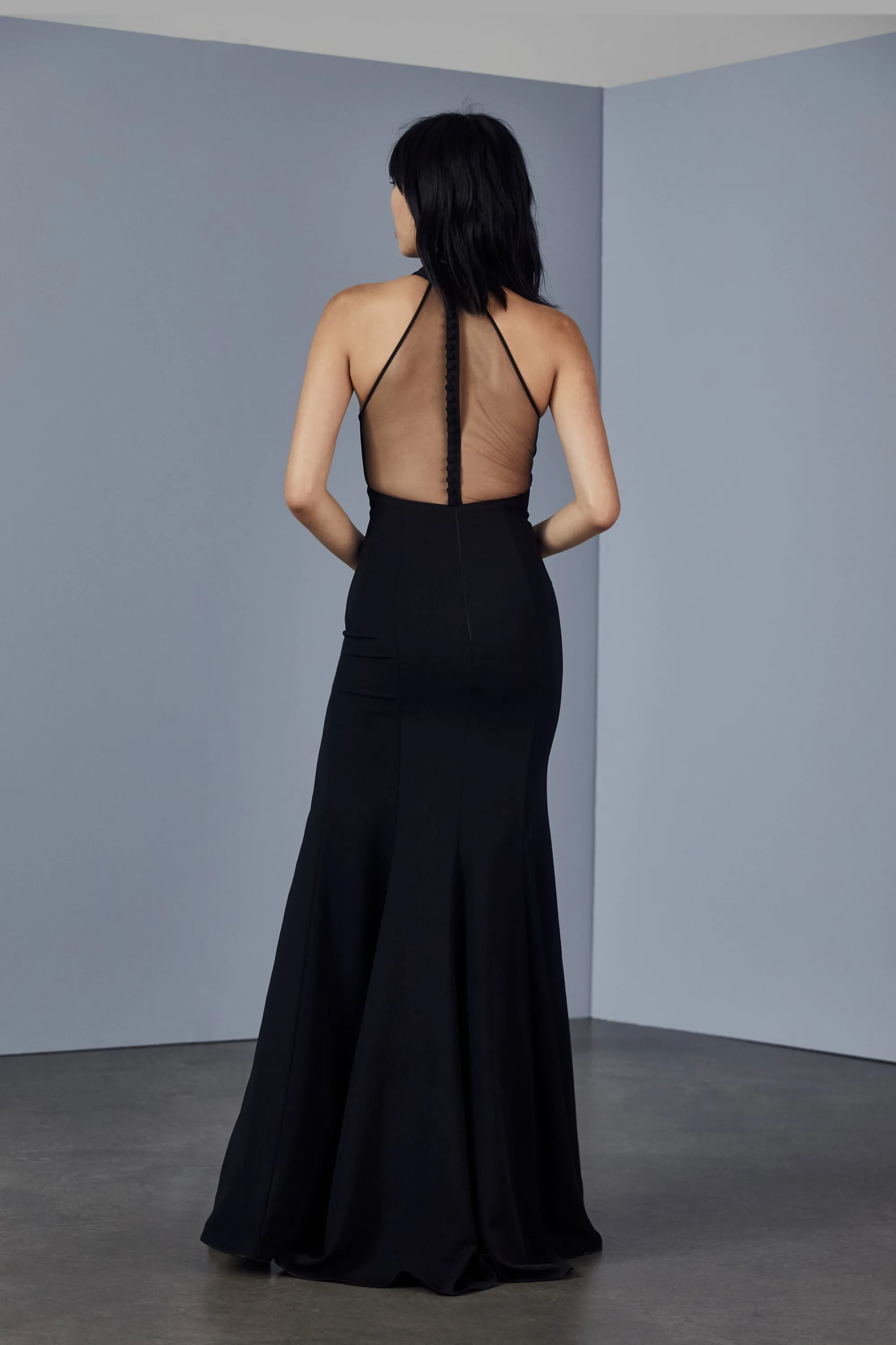 Crepe halter neck gown sold by Amsale product image thumbnail 3
