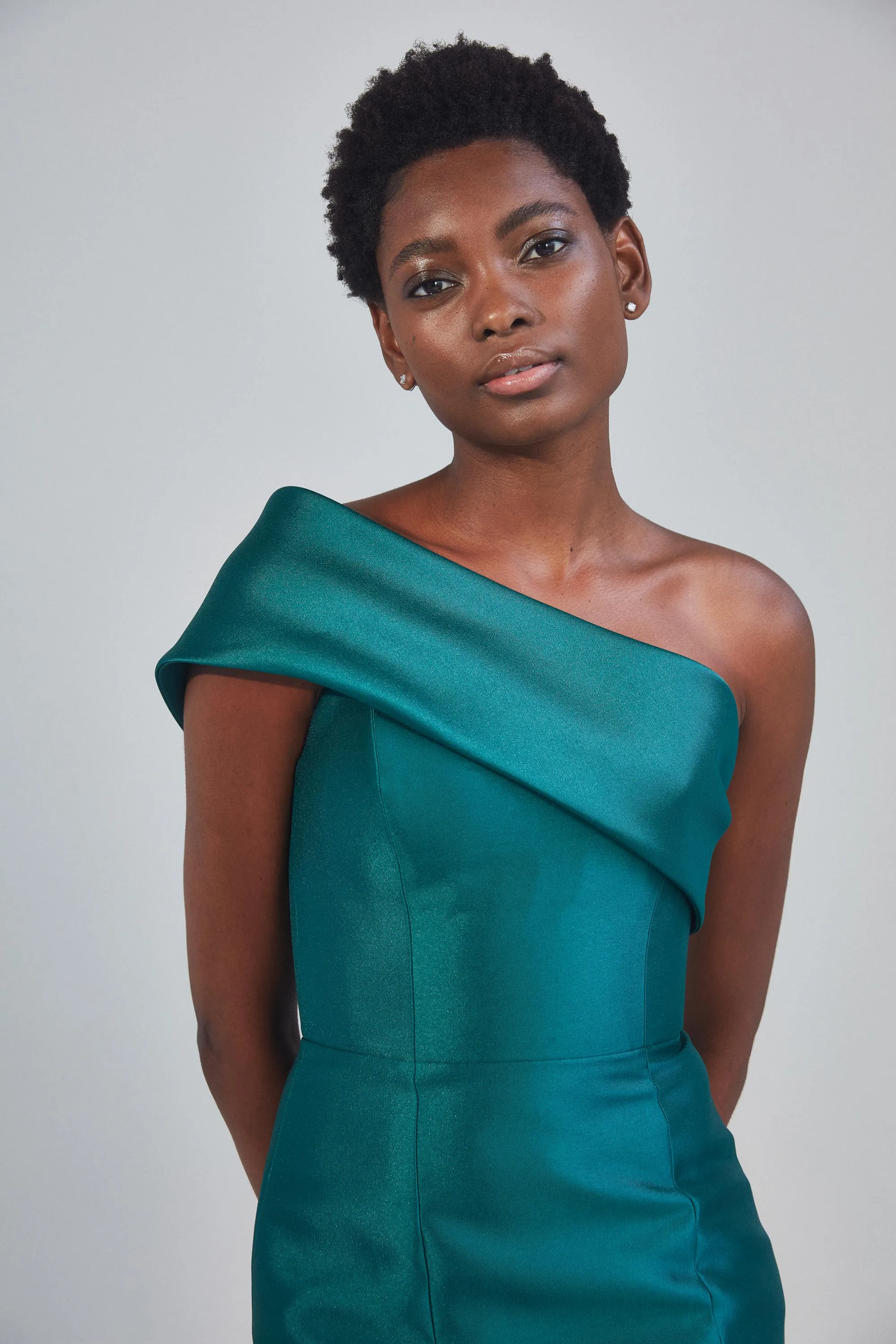 P402M - One Shoulder Fold Over Gown sold by Amsale