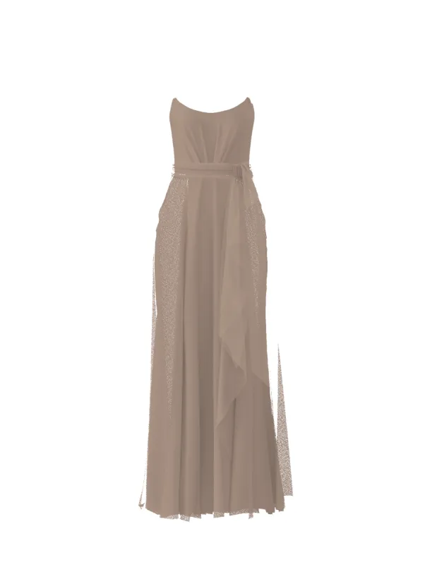 Bodice(Campbell), Skirt(Jaycie),Belt(Sash), latte sold by Amsale