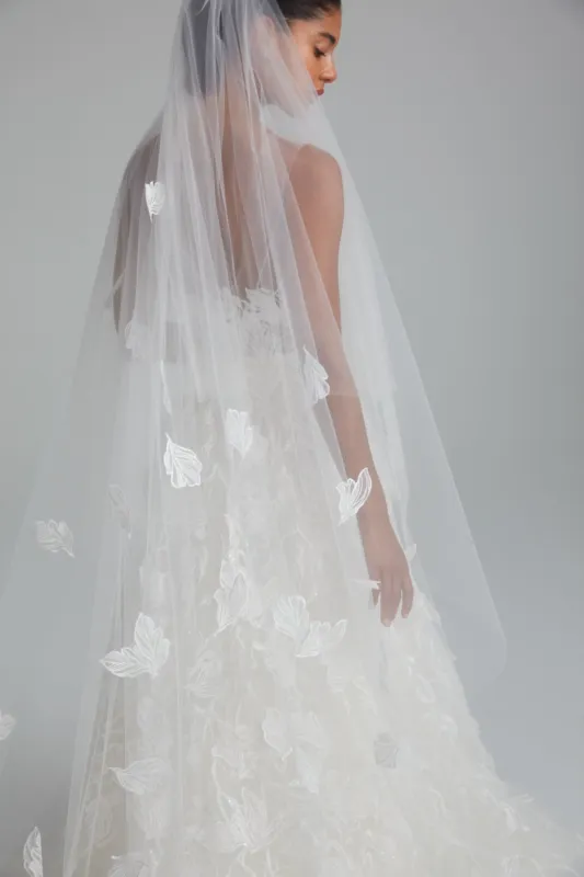3D leaf cathedral veil sold by Amsale