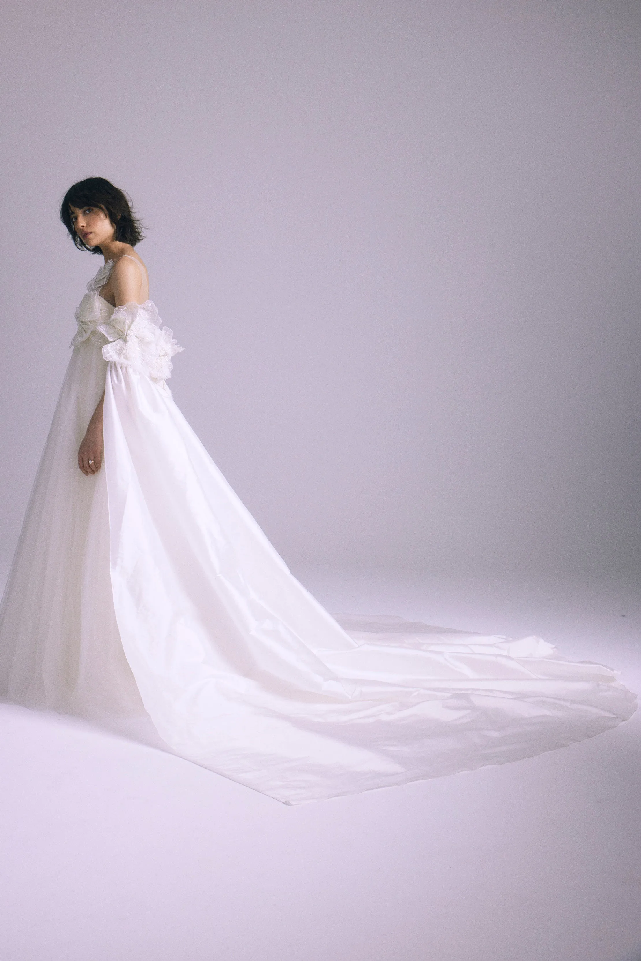 M763C - Taffeta Cocoon with Train sold by Amsale product image thumbnail 2