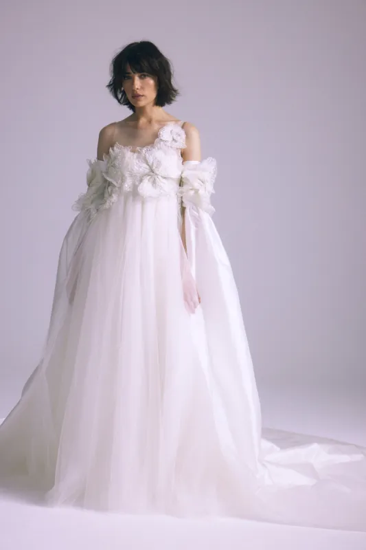 M763C - Taffeta Cocoon with Train sold by Amsale