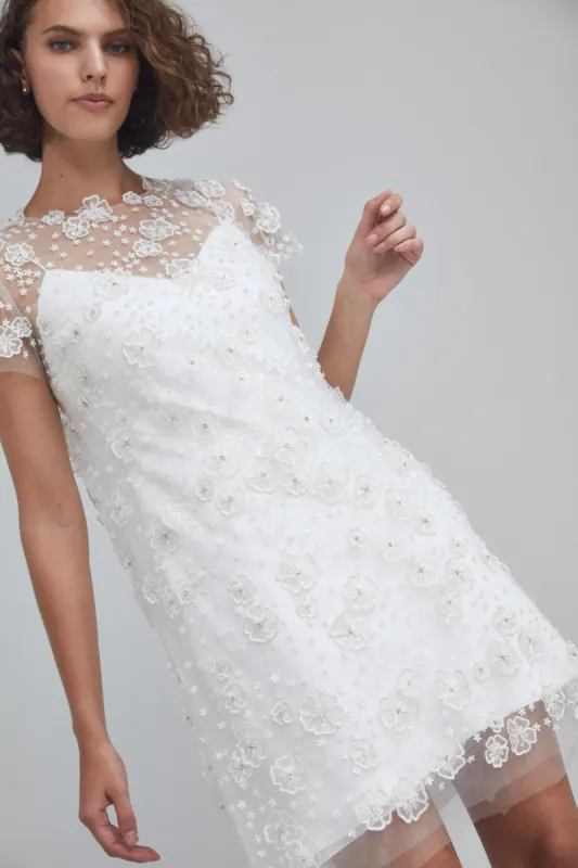 LW202 - Floral Sheath Dress - Ivory sold by Amsale