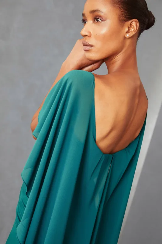 P357 - Off-the-shoulder Cape Gown - French-Blue sold by Amsale