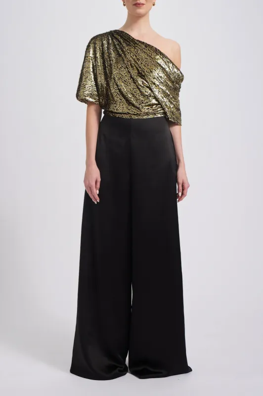 Gold Lamé Draped Jumpsuit sold by Amsale
