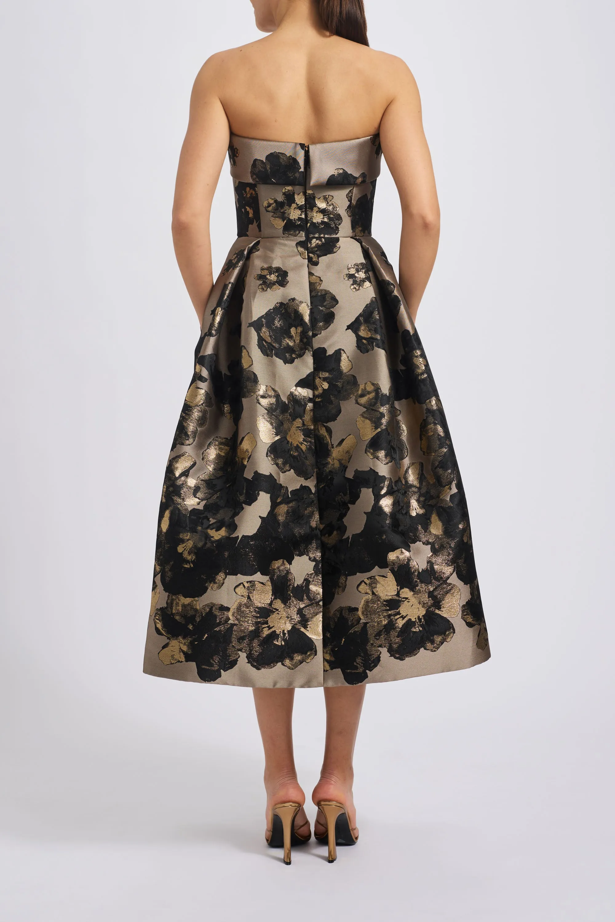 Metallic Floral Cocktail Dress sold by Amsale product image thumbnail 4