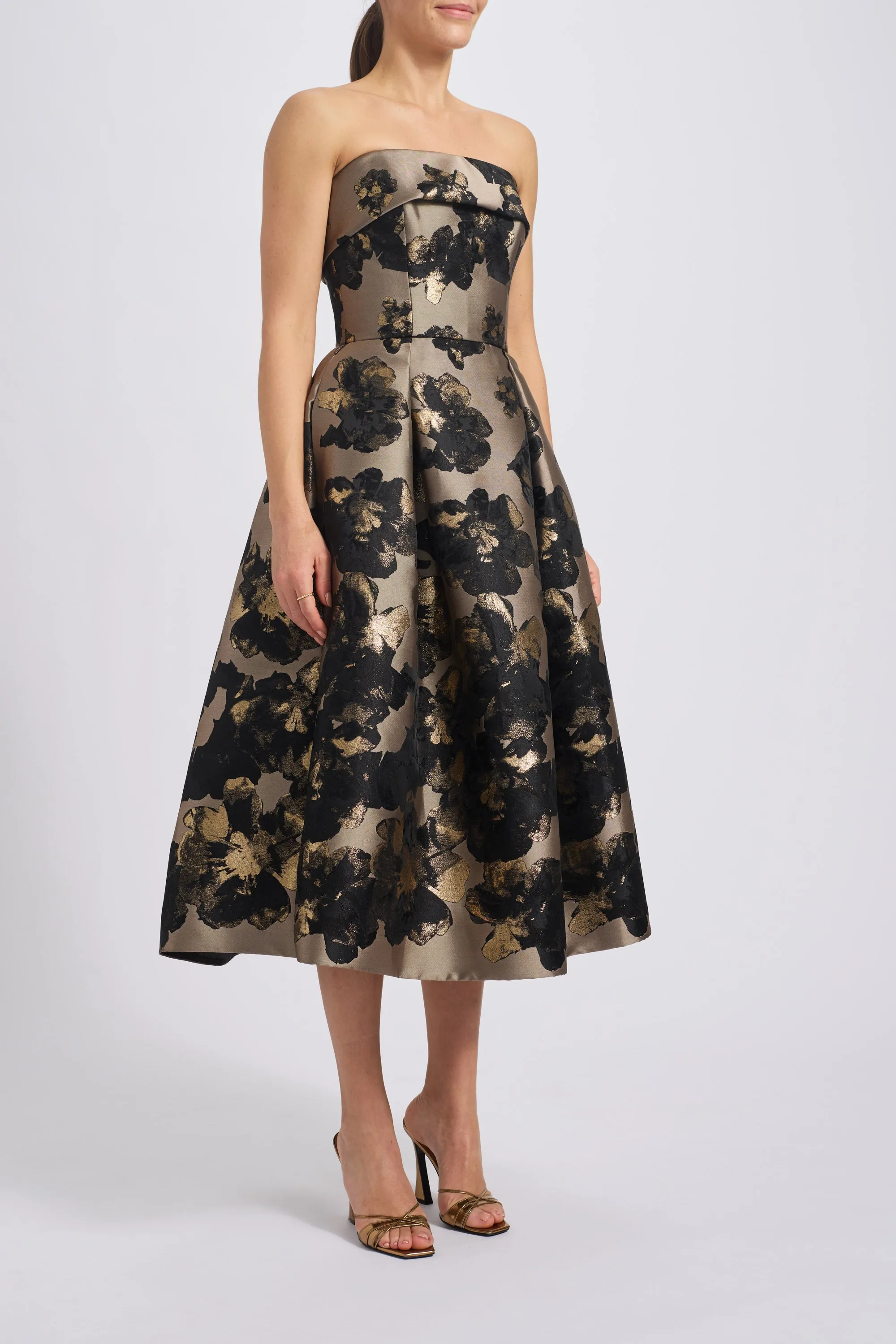 Metallic Floral Cocktail Dress sold by Amsale product image thumbnail 3