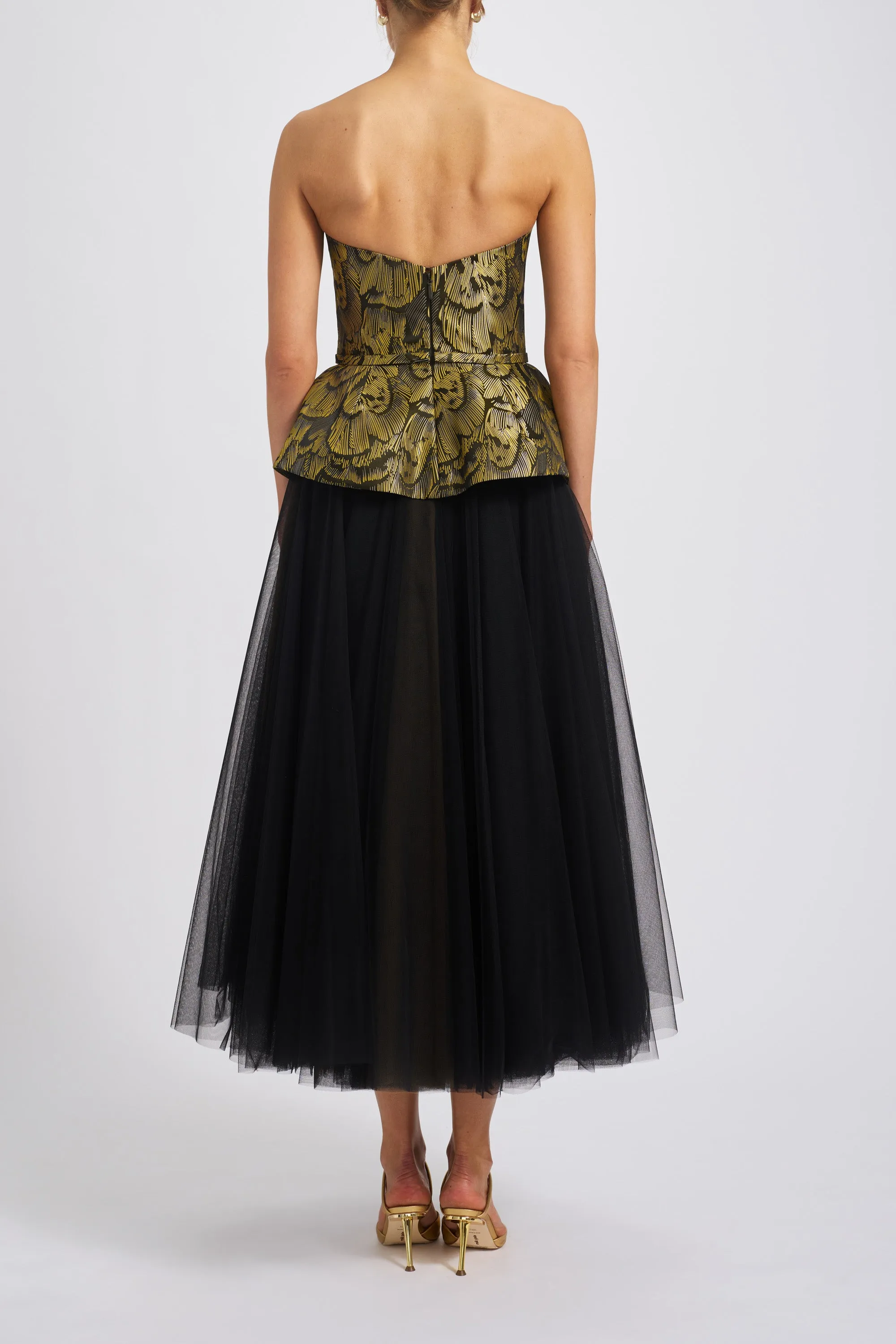 Jacquard Peplum Corset Dress sold by Amsale product image thumbnail 4