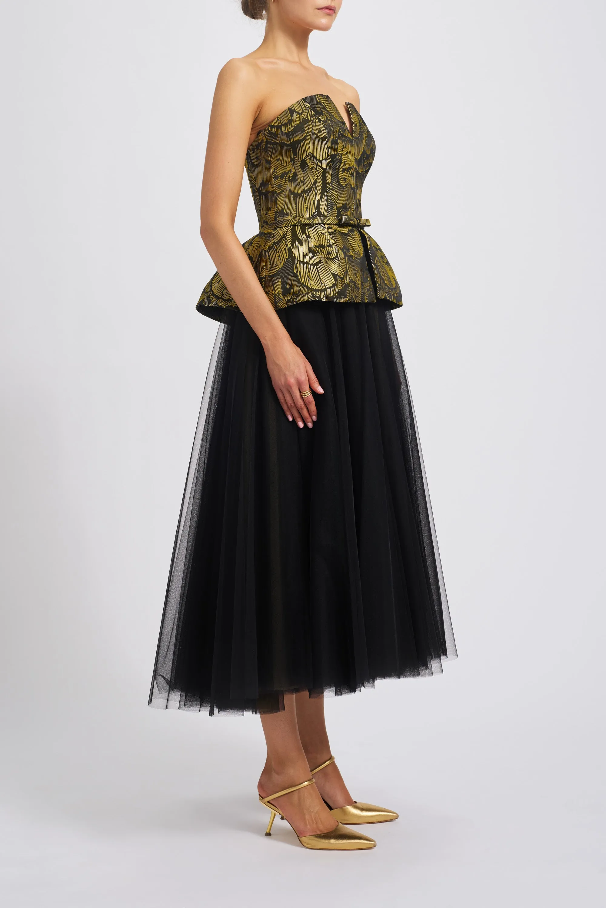 Jacquard Peplum Corset Dress sold by Amsale product image thumbnail 3