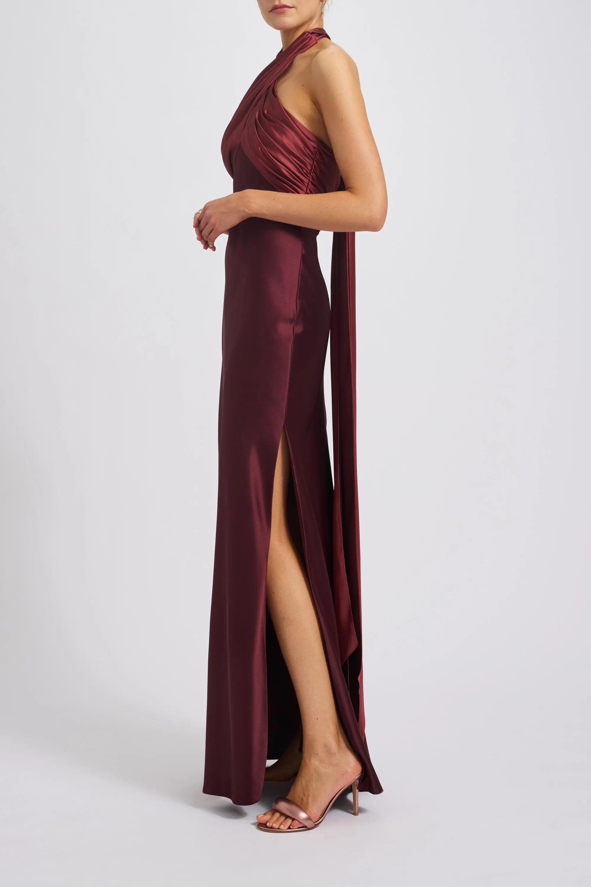 Fluid Satin Halter Dress sold by Amsale product image thumbnail 4