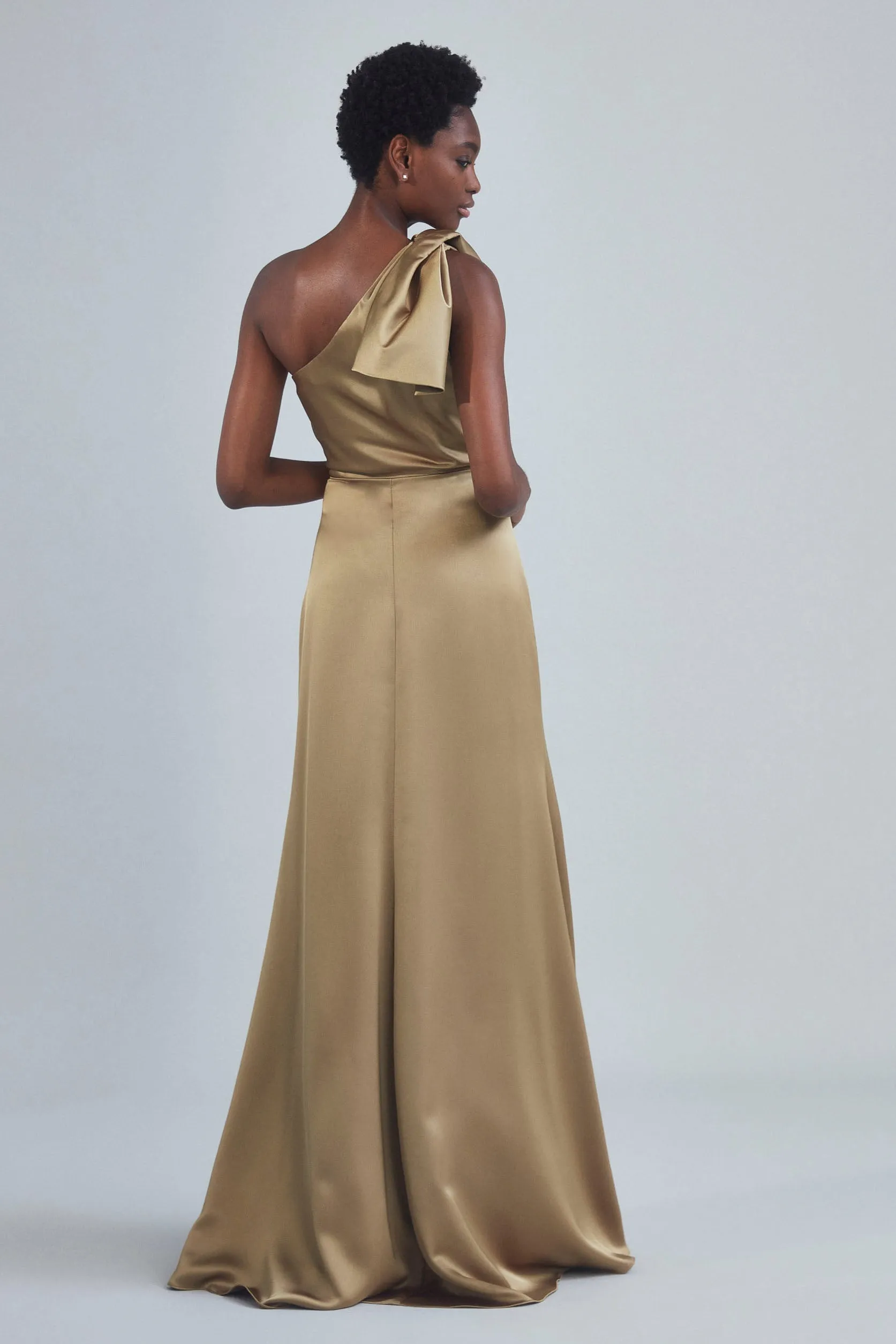P395S - One-Shoulder Bow Gown - Marigold sold by Amsale product image thumbnail 4