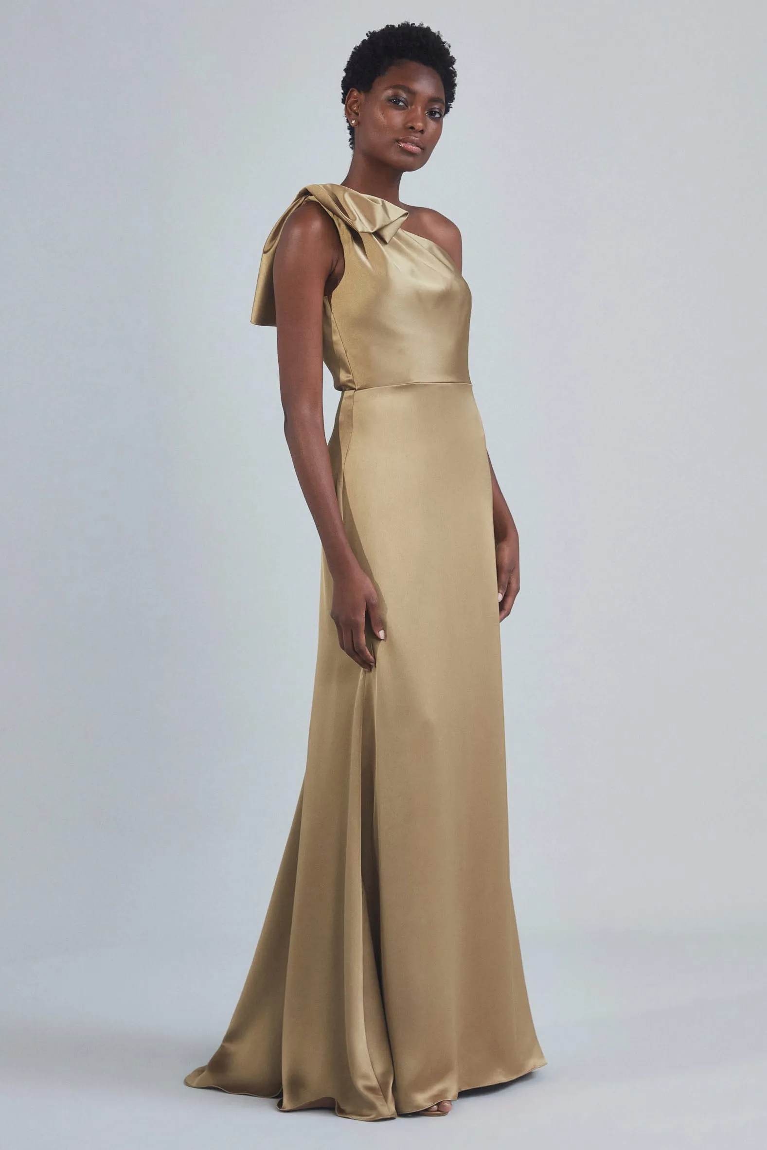 P395S - One-Shoulder Bow Gown - Marigold sold by Amsale product image thumbnail 3
