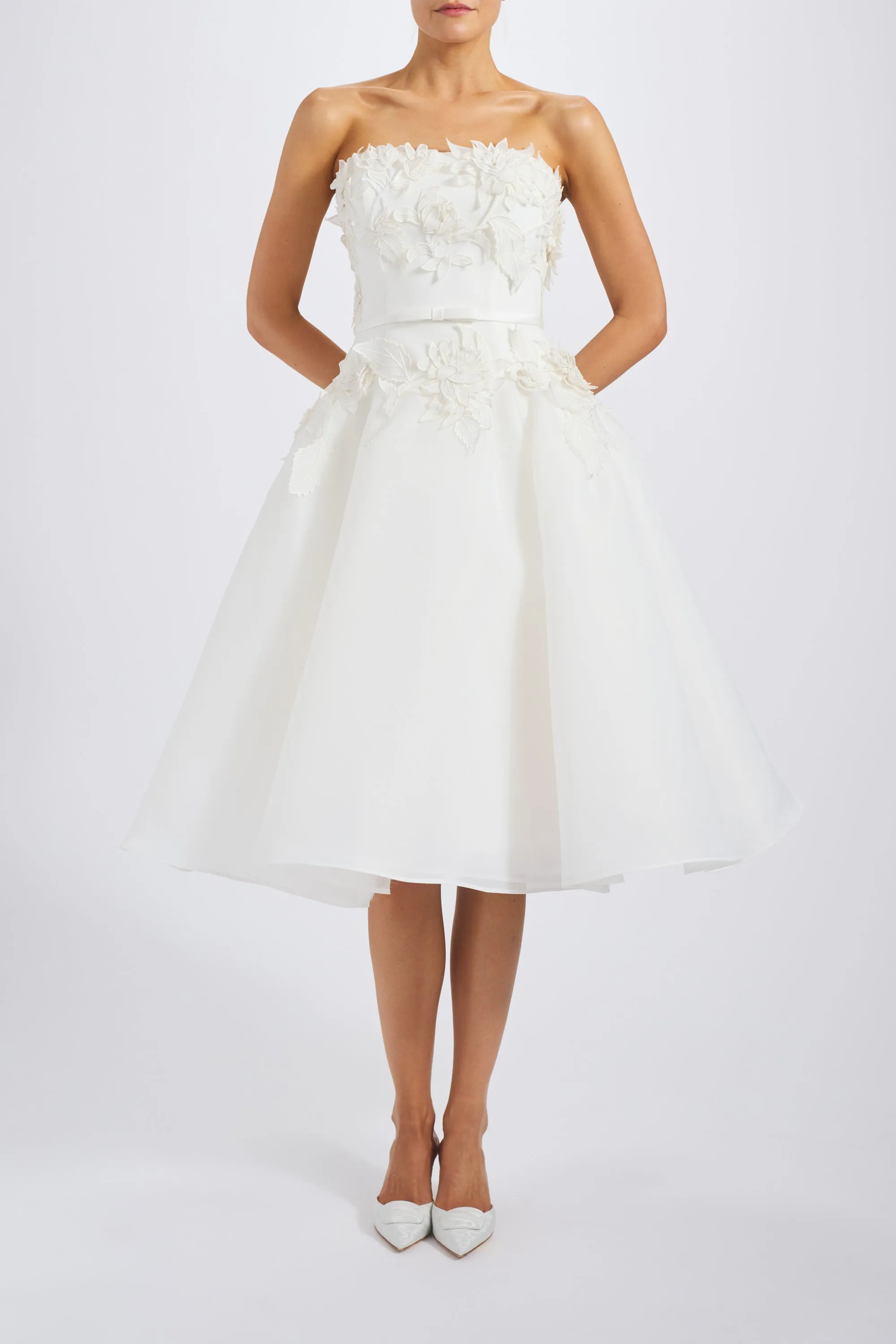 Gazar Embroidered Flower Dress sold by Amsale product image thumbnail 3