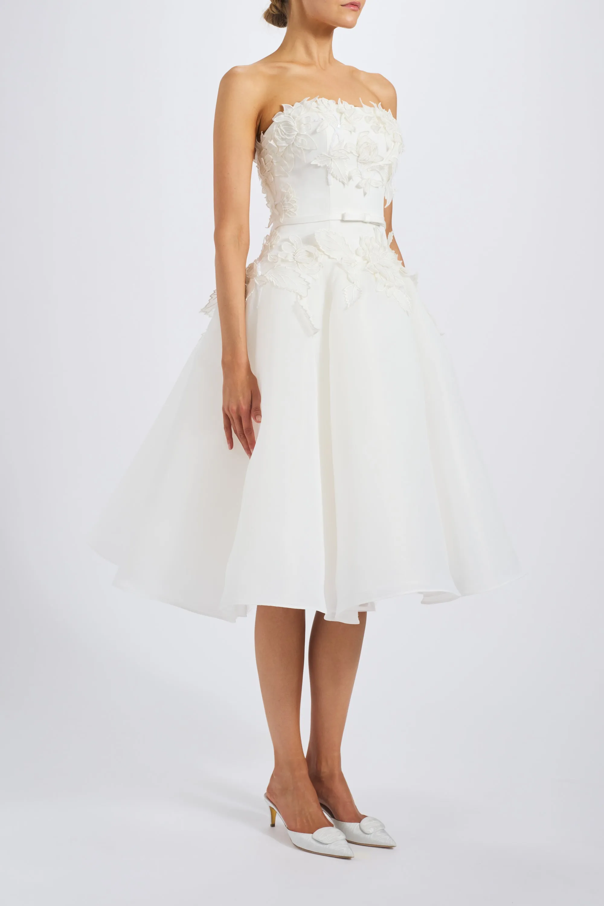 Gazar Embroidered Flower Dress sold by Amsale product image thumbnail 5