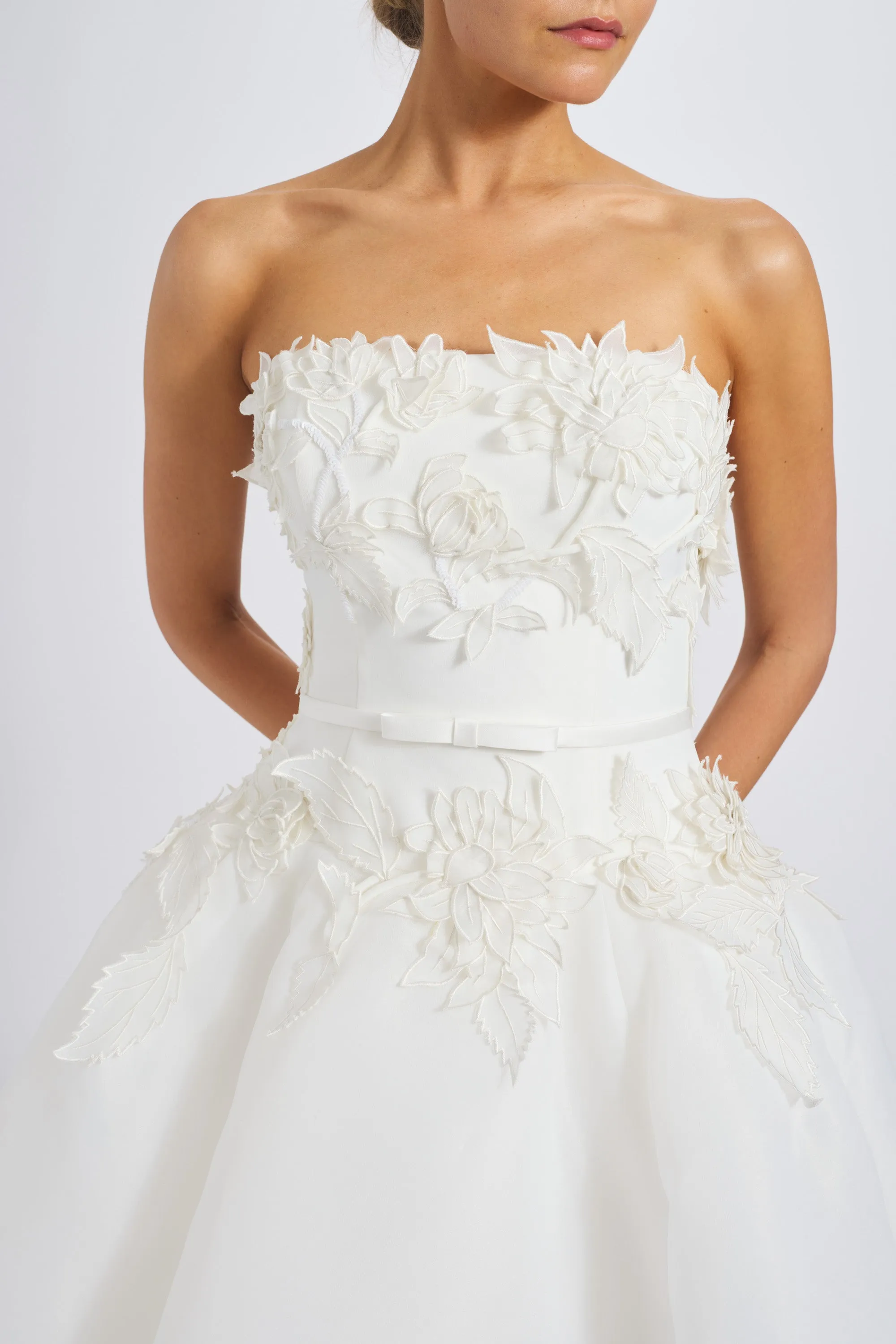 Gazar Embroidered Flower Dress sold by Amsale product image thumbnail 2