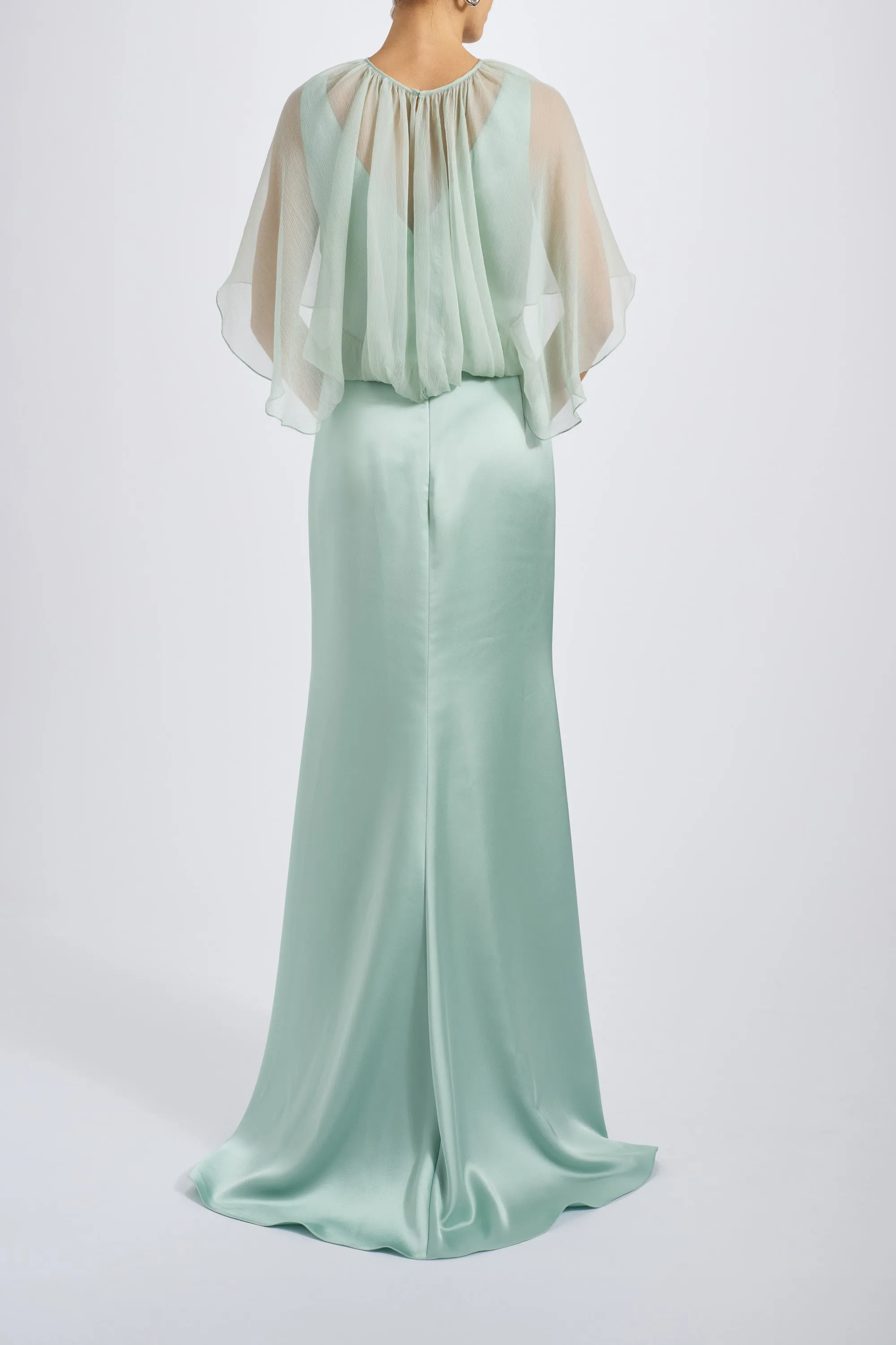 Fluid Satin Gown with Chiffon Cocoon sold by Amsale product image thumbnail 3