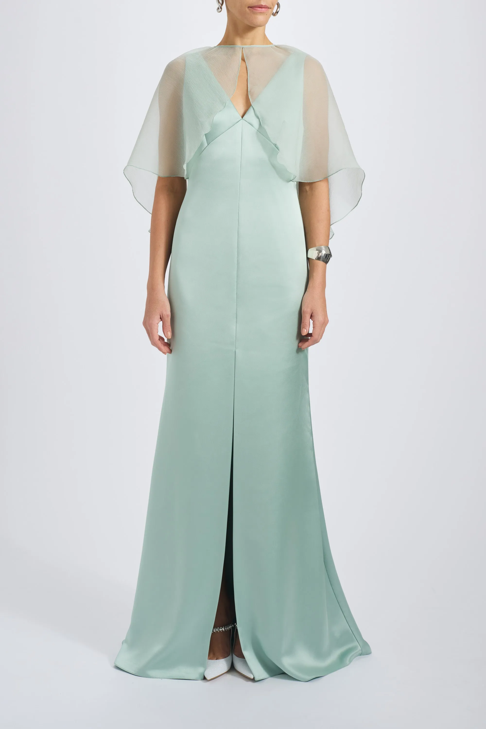 Fluid Satin Gown with Chiffon Cocoon sold by Amsale