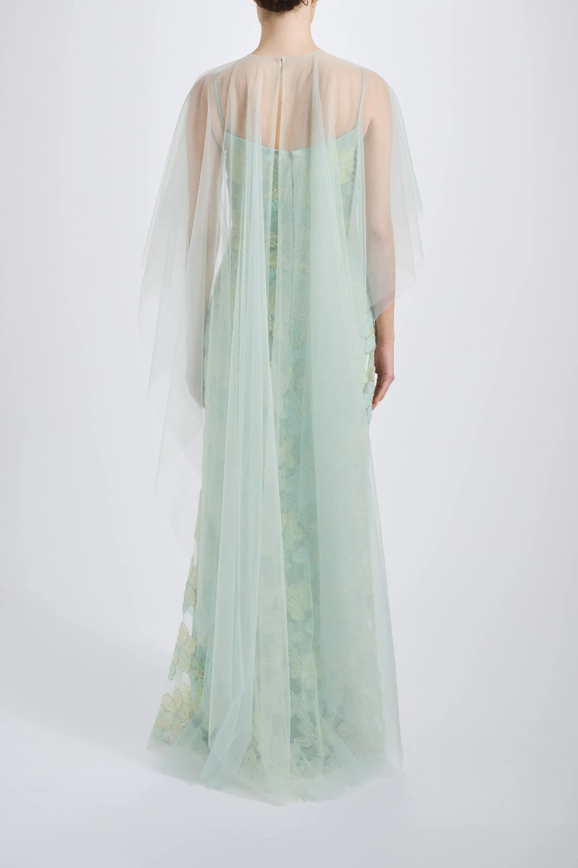 Bead Column Dress with Tulle Cape sold by Amsale product image thumbnail 4