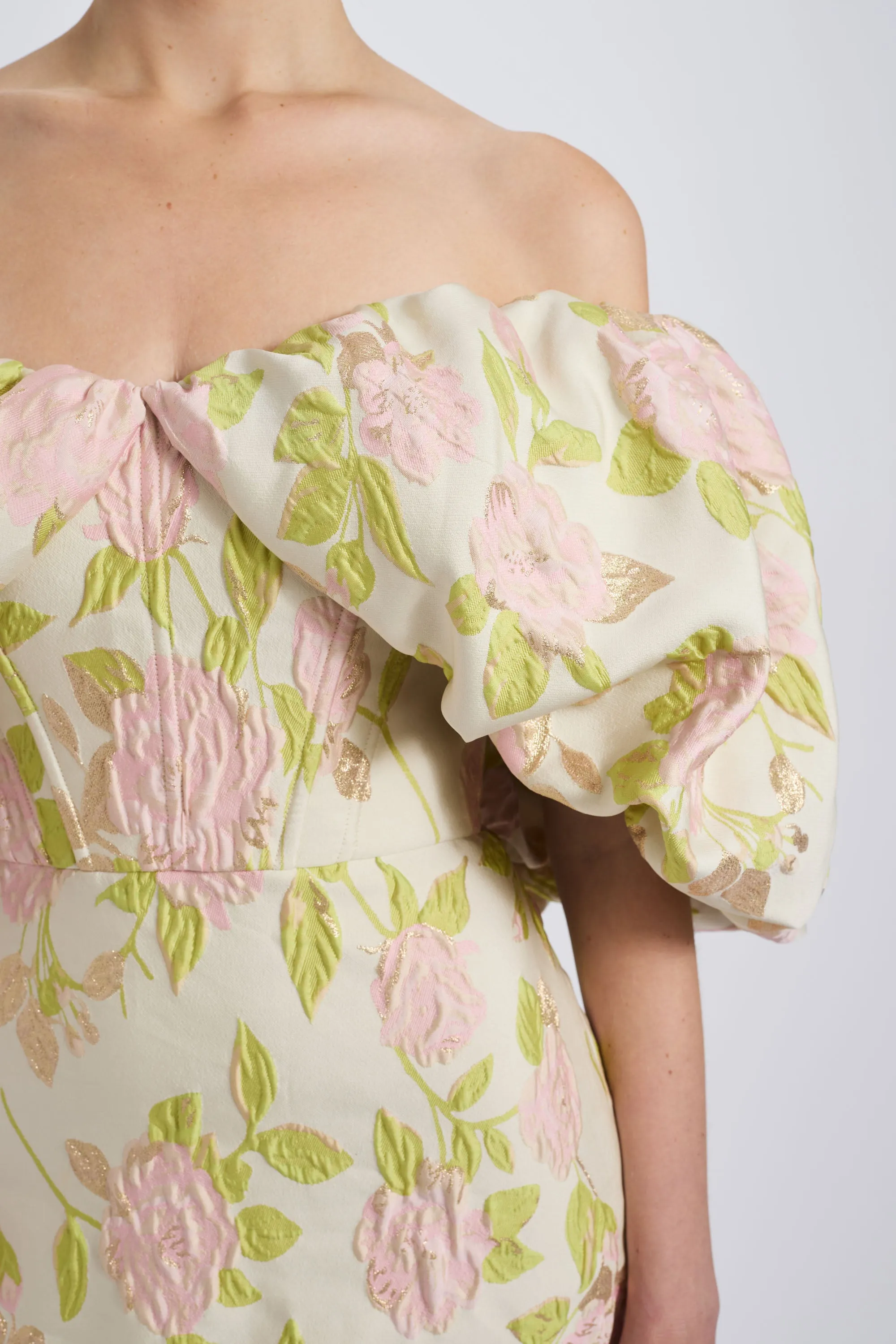 Floral Jacquard Off-the-Shoulder Dress sold by Amsale product image thumbnail 4