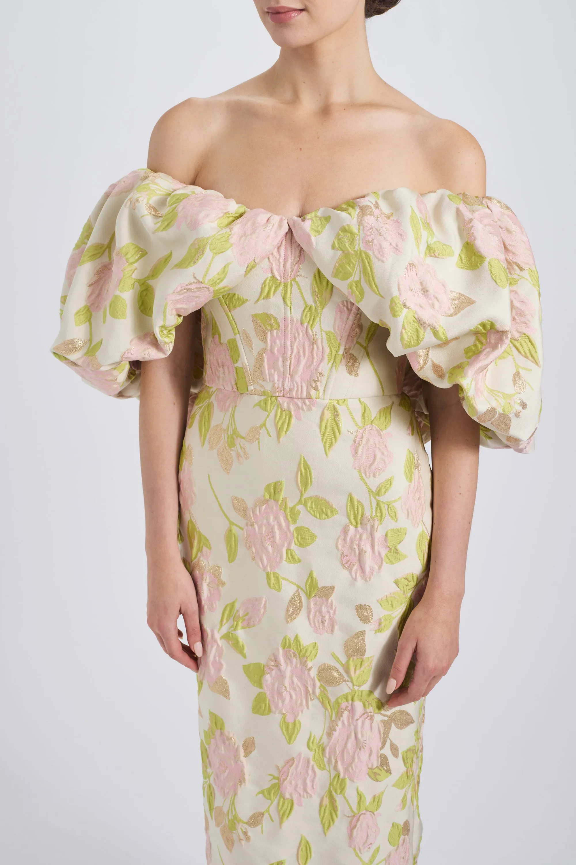 Floral Jacquard Off-the-Shoulder Dress sold by Amsale product image thumbnail 3