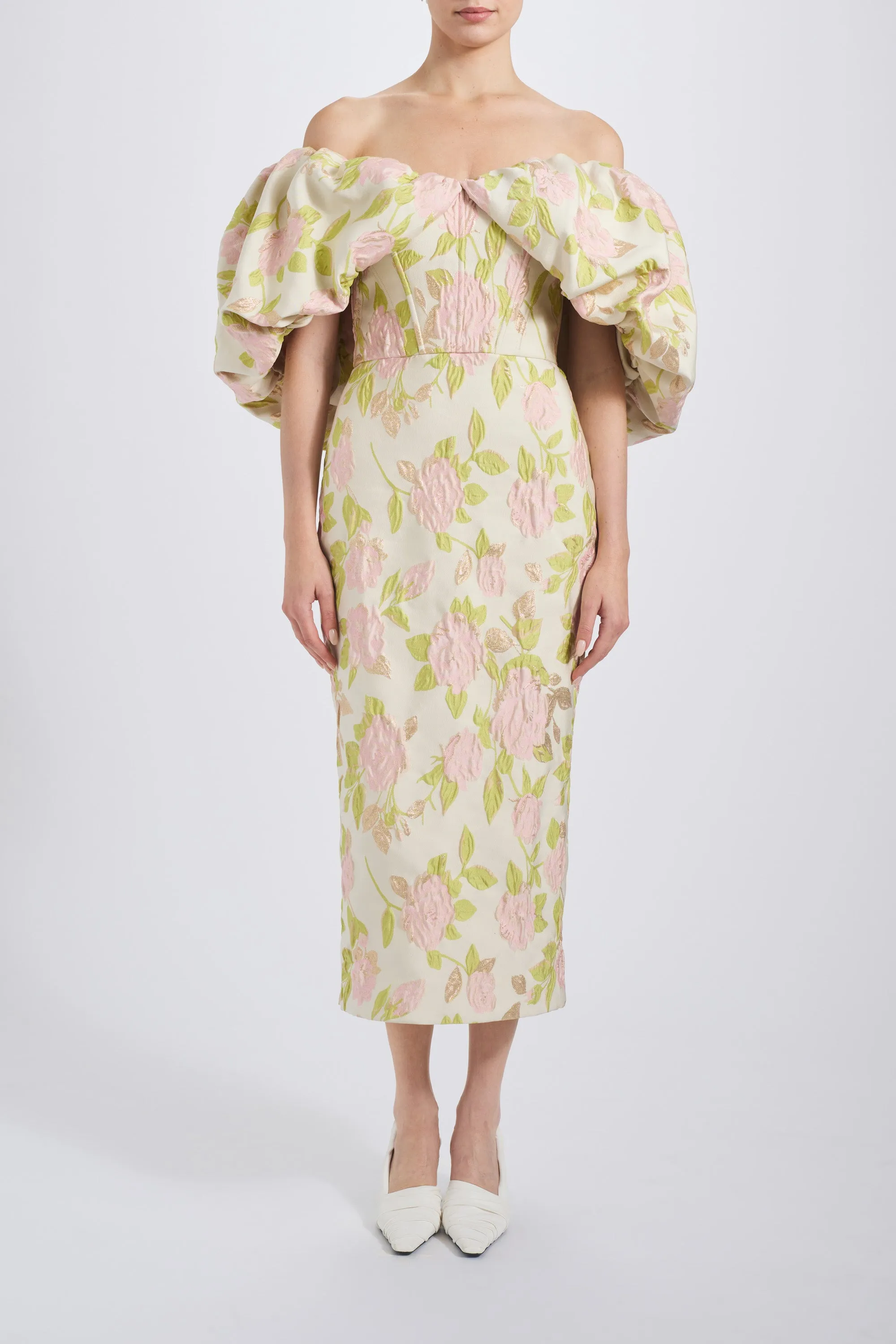 Floral Jacquard Off-the-Shoulder Dress sold by Amsale product image thumbnail 2