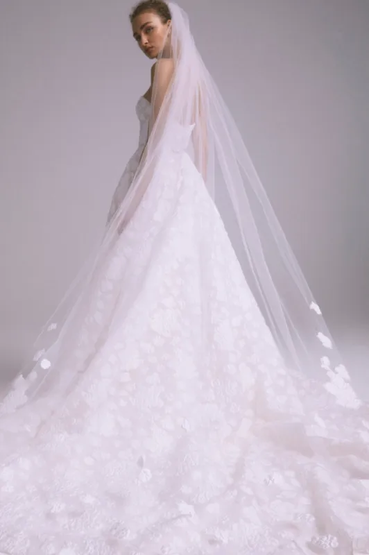 AVA805 - Jacquard Cathedral Veil sold by Amsale