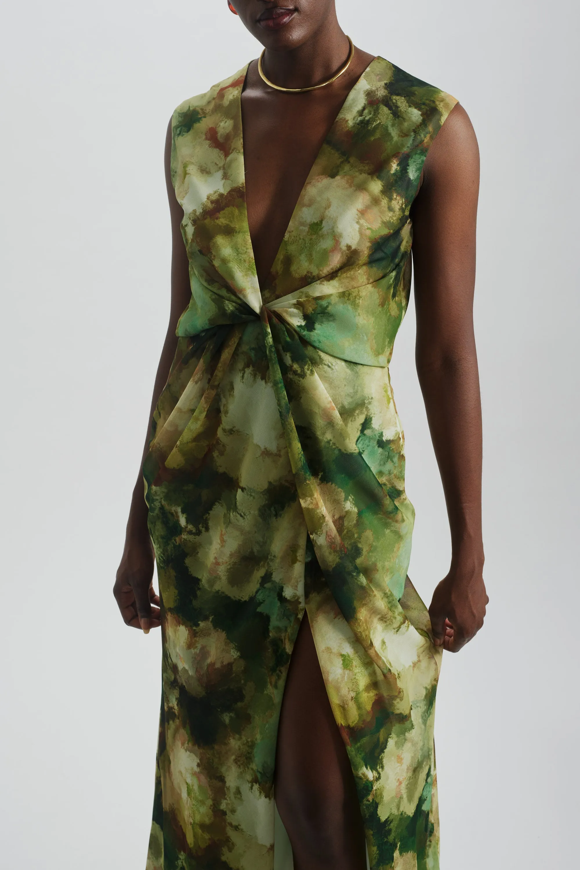 Watercolor Twisted Front Dress sold by Amsale product image thumbnail 5