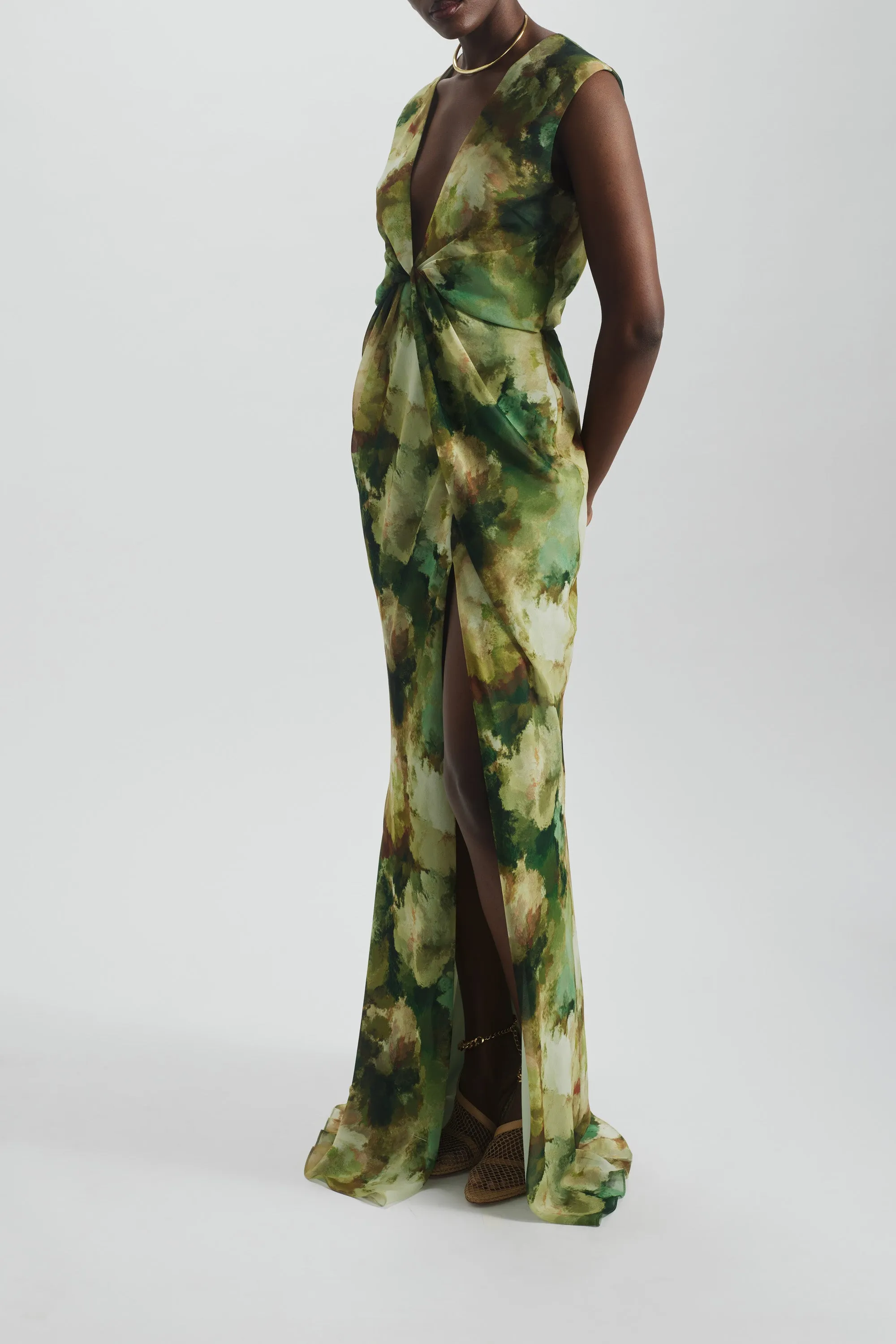 Watercolor Twisted Front Dress sold by Amsale product image thumbnail 3