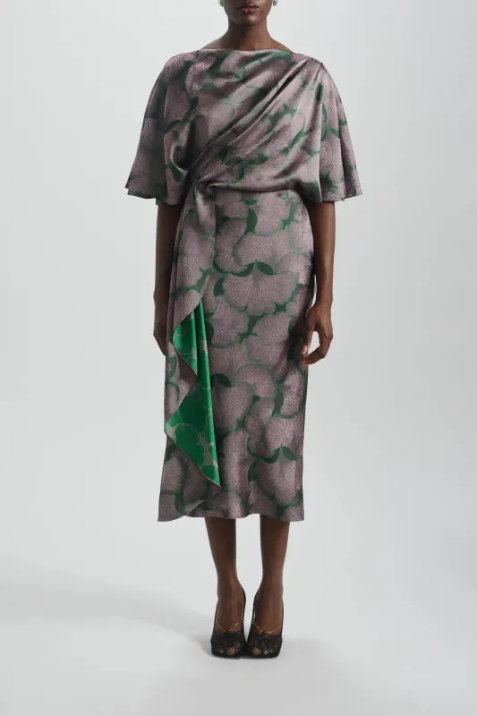 Jacquard Cascading Drape Dress sold by Amsale