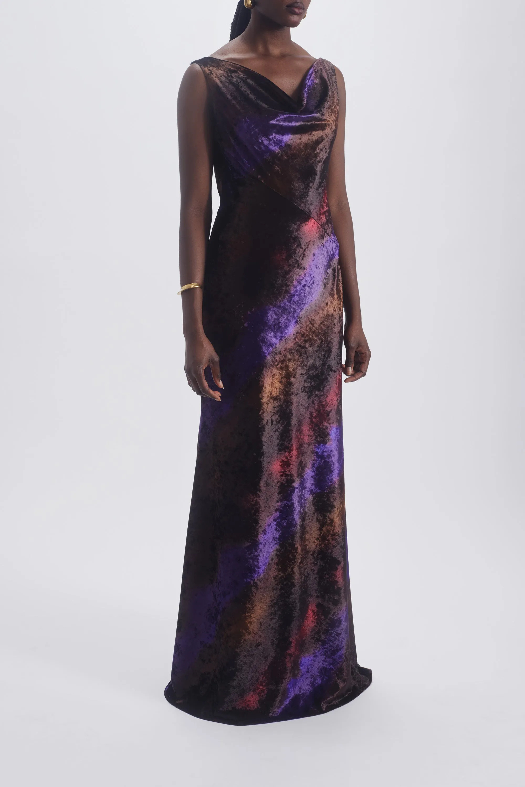 Ombré Velvet Cowl Bias Gown sold by Amsale product image thumbnail 4