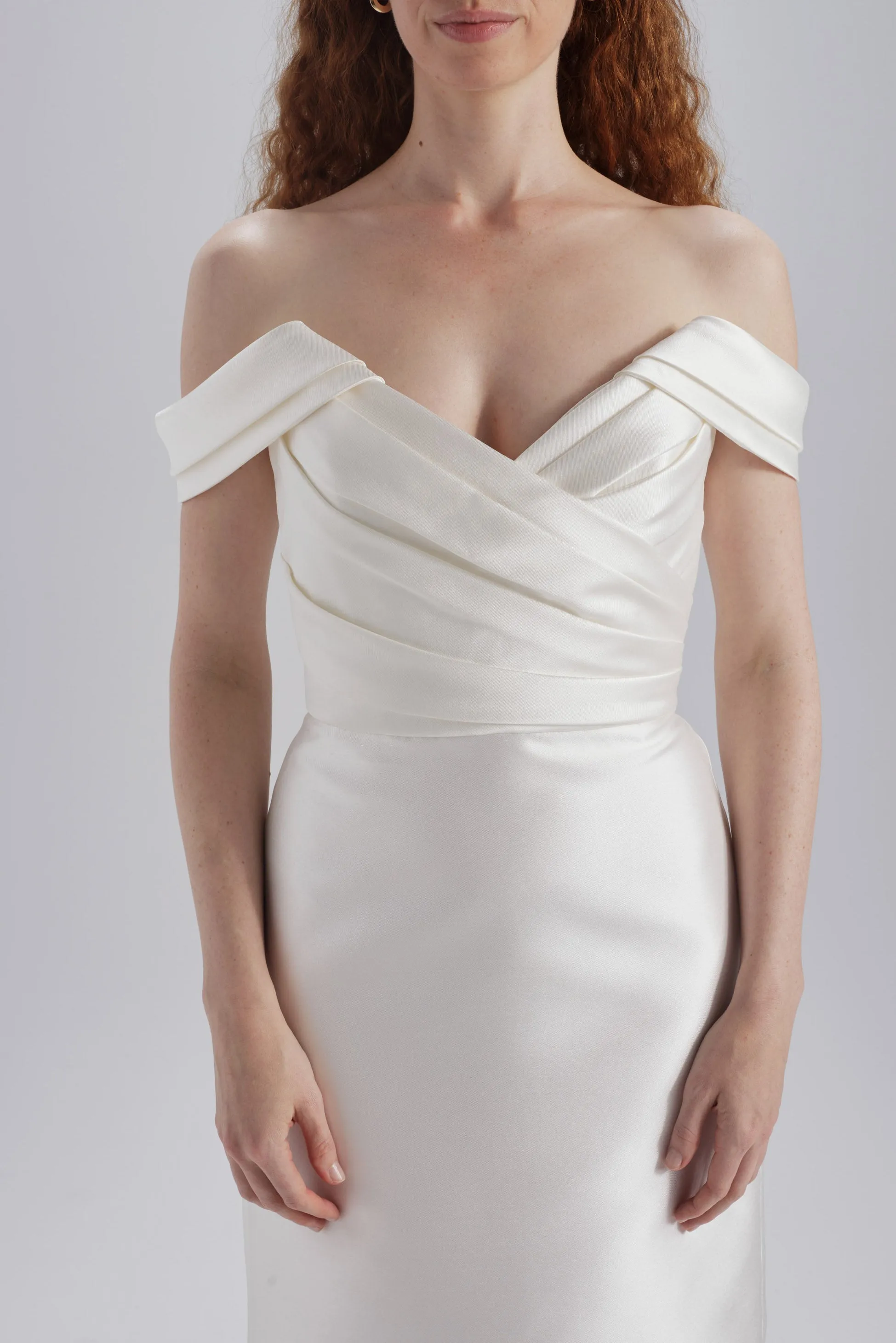 Mikado Draped Shoulder Dress sold by Amsale product image thumbnail 2