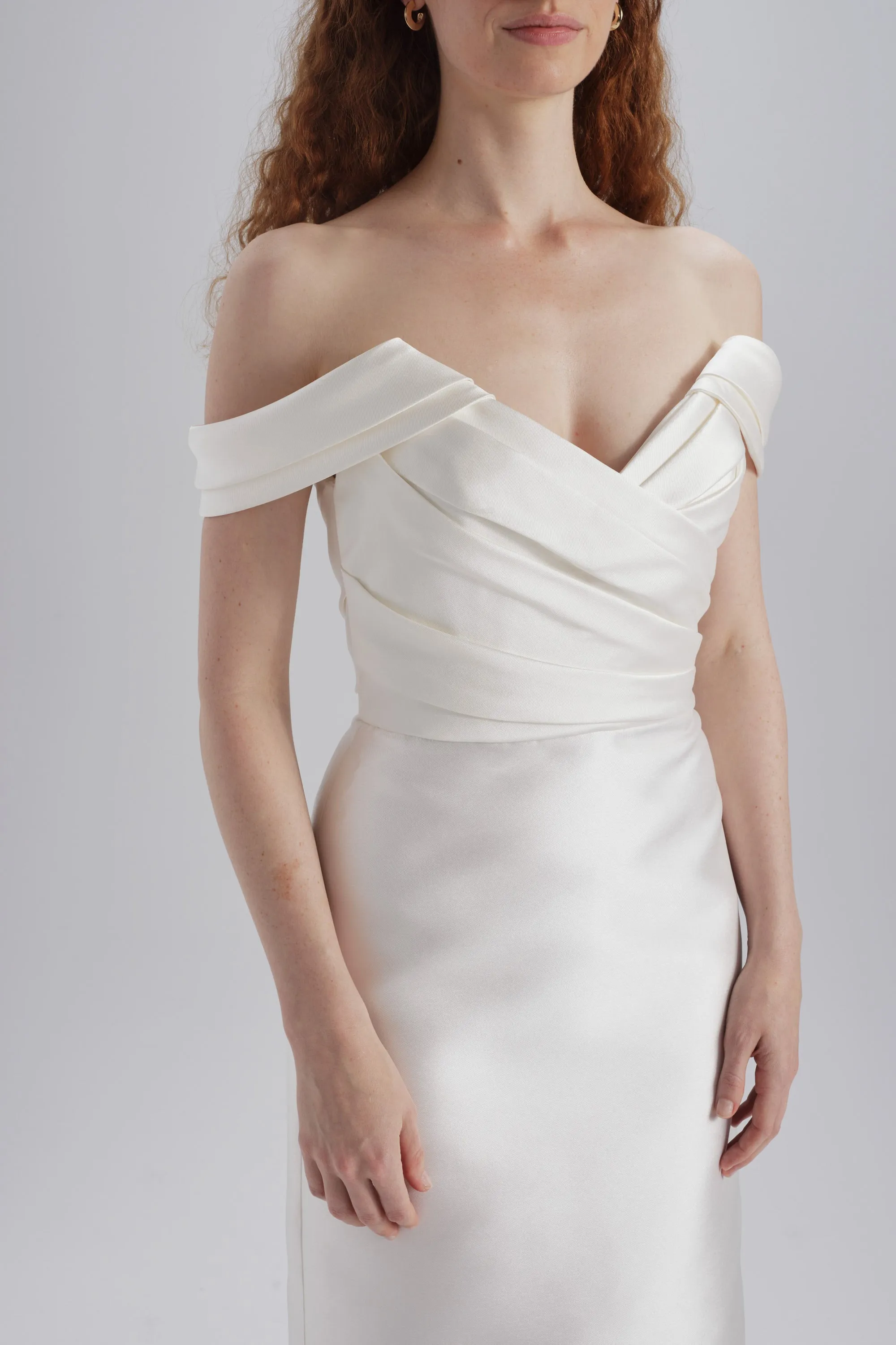Mikado Draped Shoulder Dress sold by Amsale product image thumbnail 5