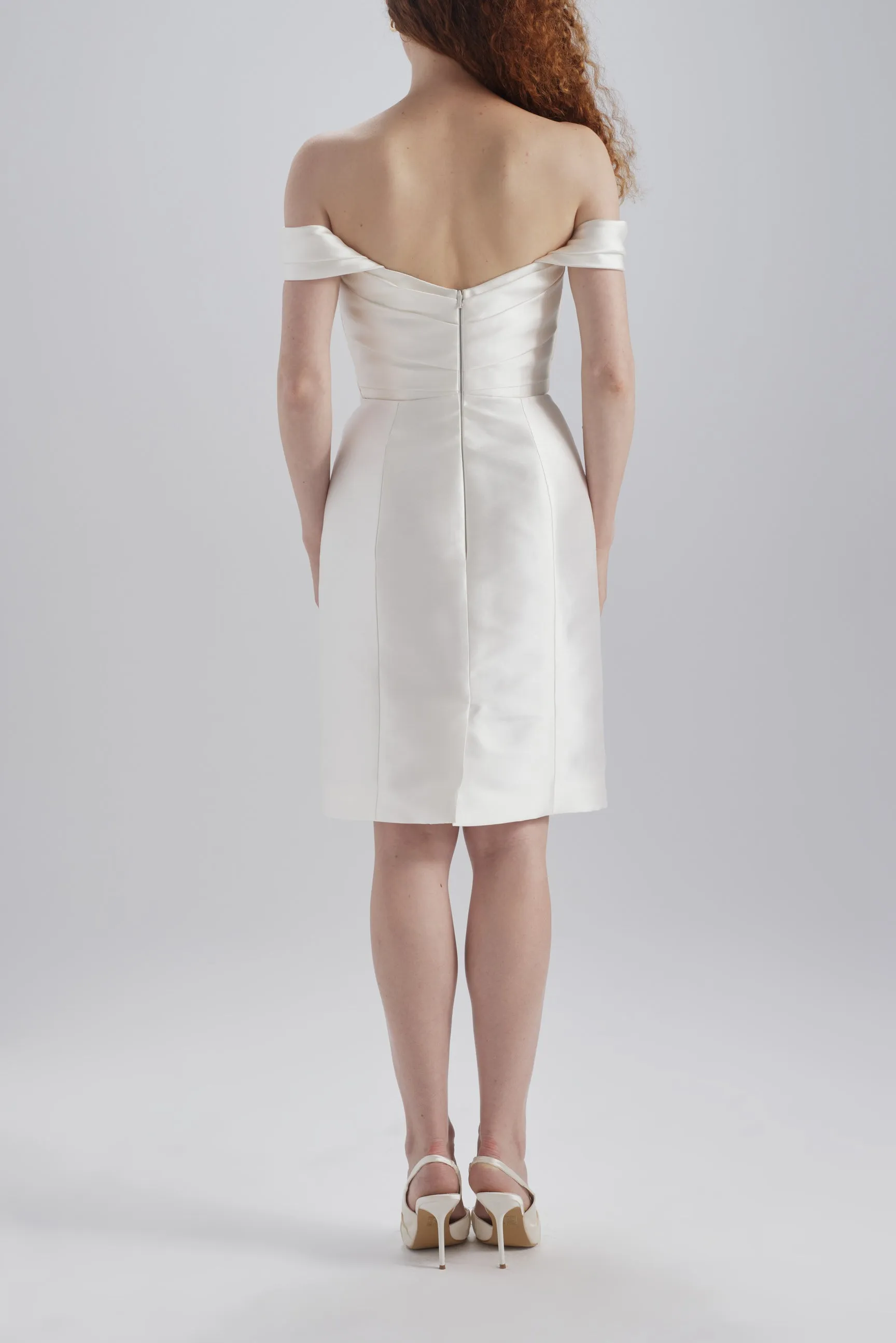 Mikado Draped Shoulder Dress sold by Amsale product image thumbnail 4