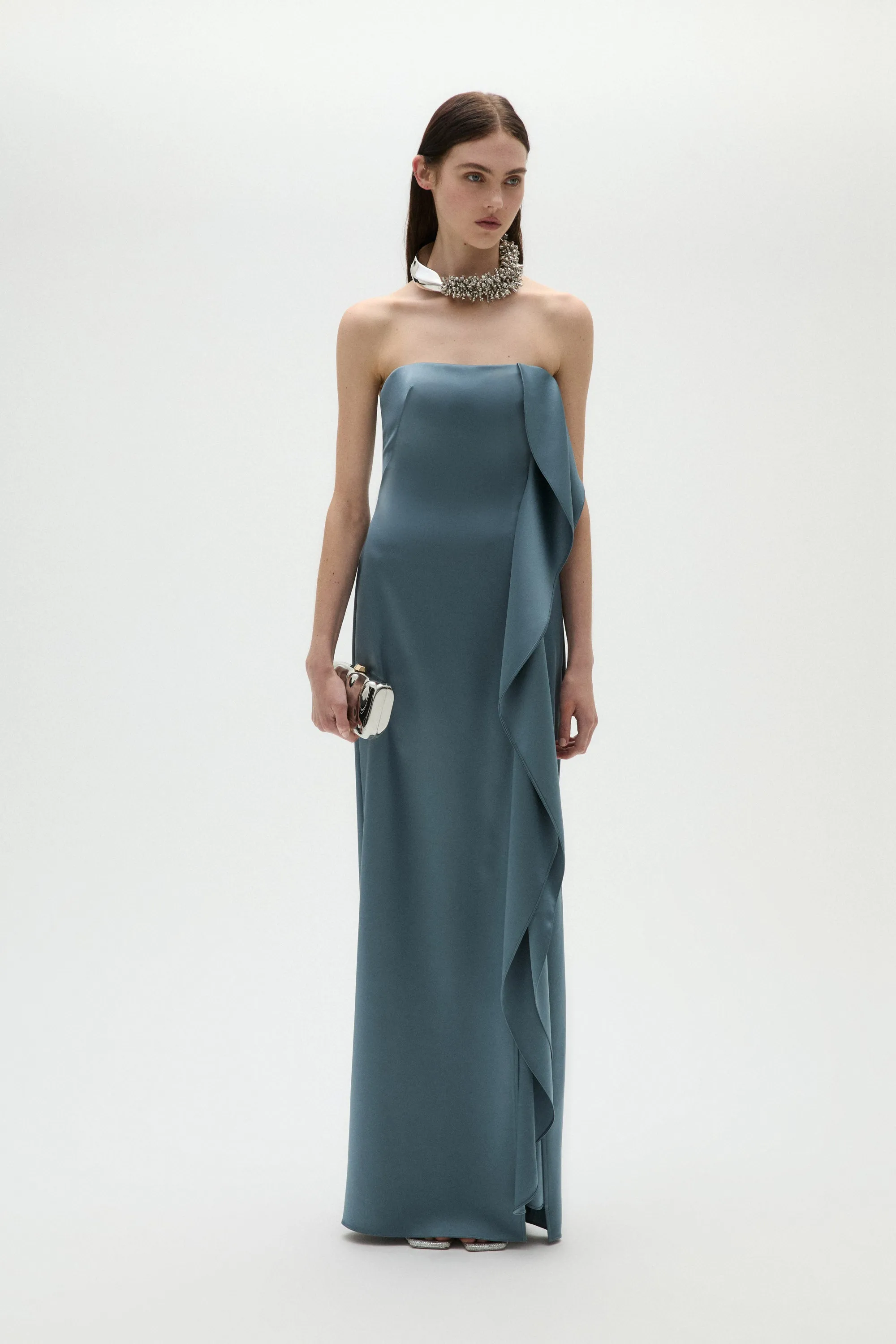 Satin Cascade Gown sold by Amsale product image thumbnail 3