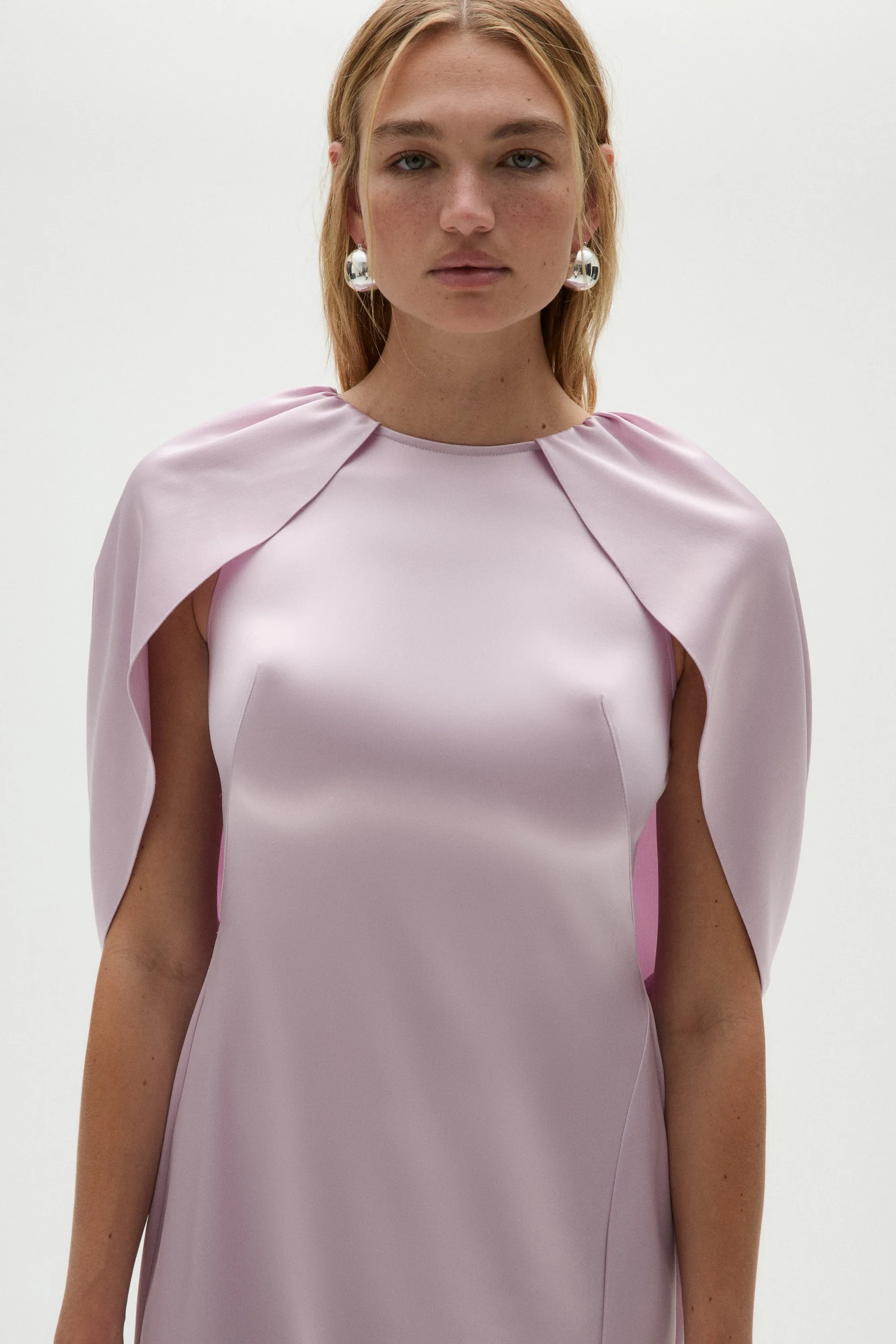 Satin Column Cape Dress sold by Amsale product image thumbnail 3