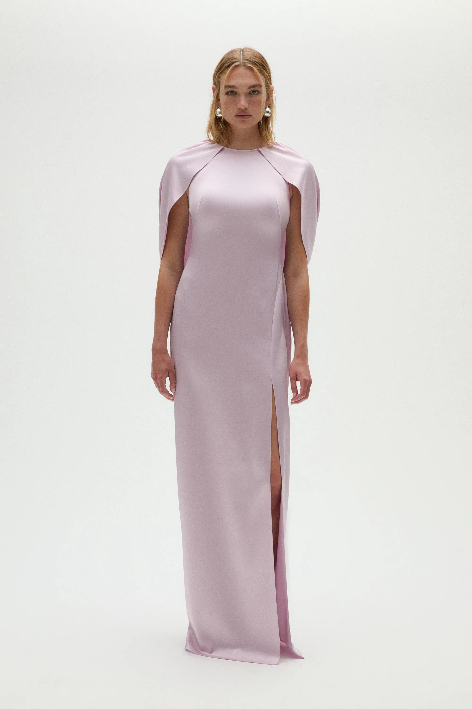 Satin Column Cape Dress sold by Amsale product image thumbnail 5