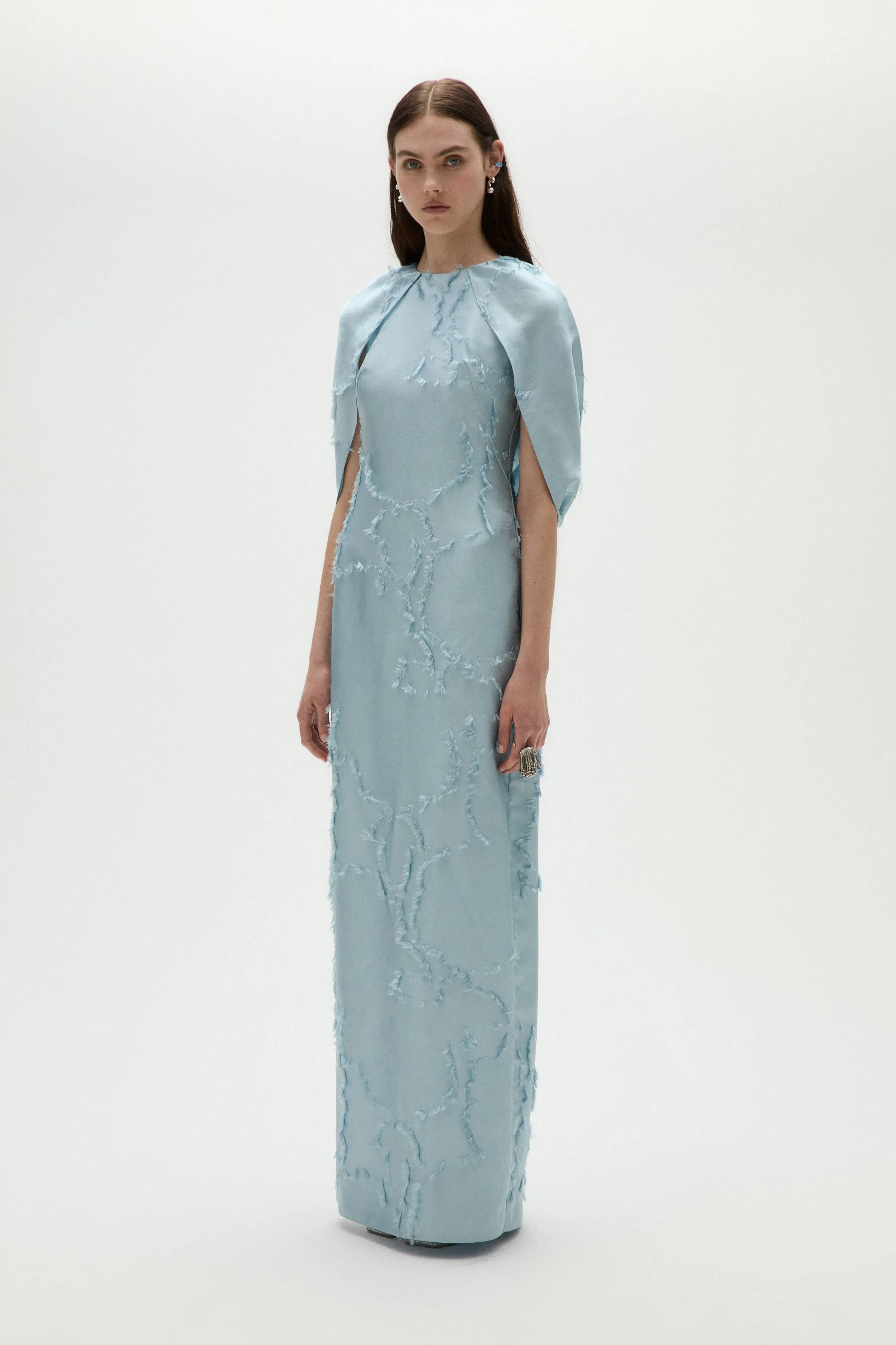 Jacquard Cape Dress sold by Amsale product image thumbnail 3