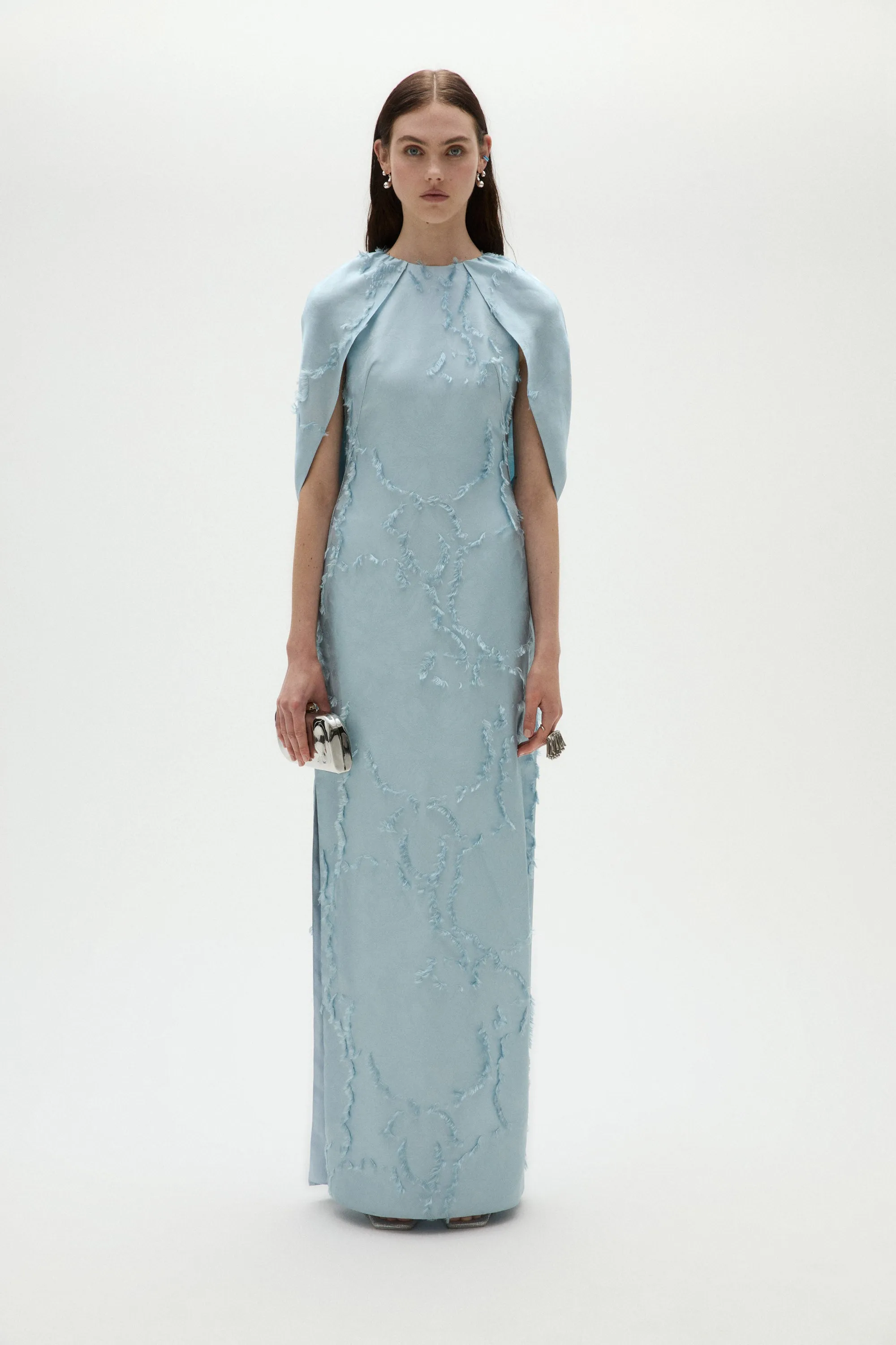 Jacquard Cape Dress sold by Amsale