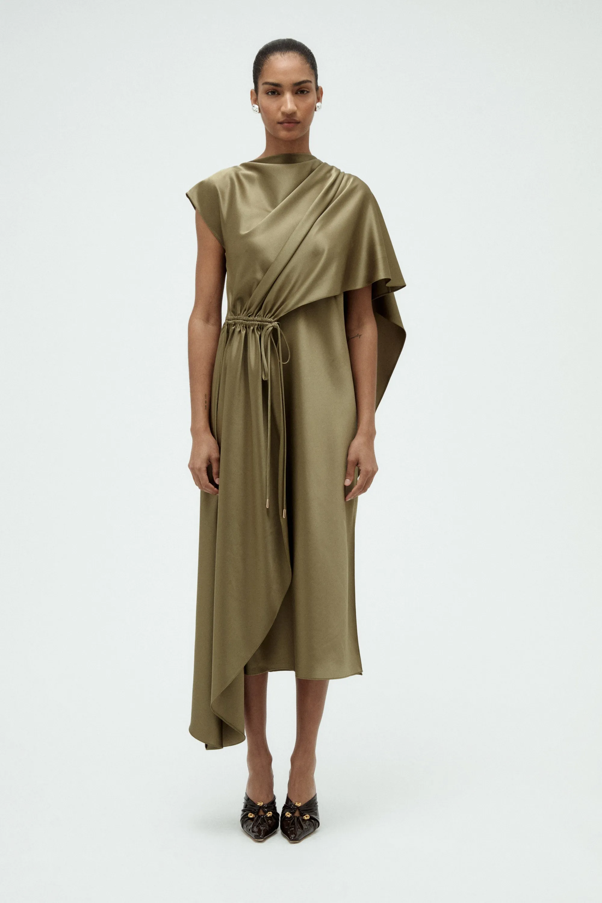 Satin Cape Dress sold by Amsale product image thumbnail 5