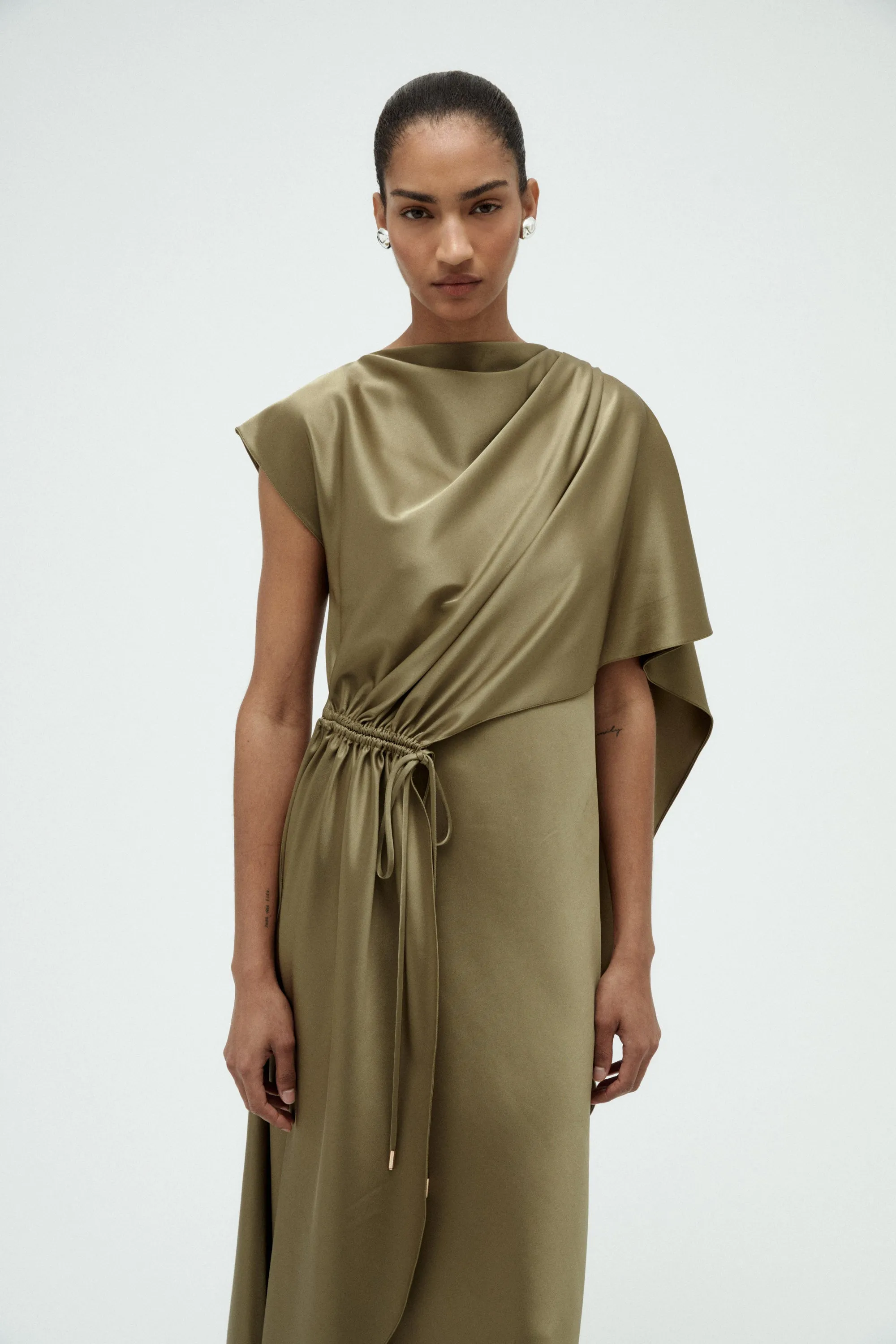 Satin Cape Dress sold by Amsale product image thumbnail 2