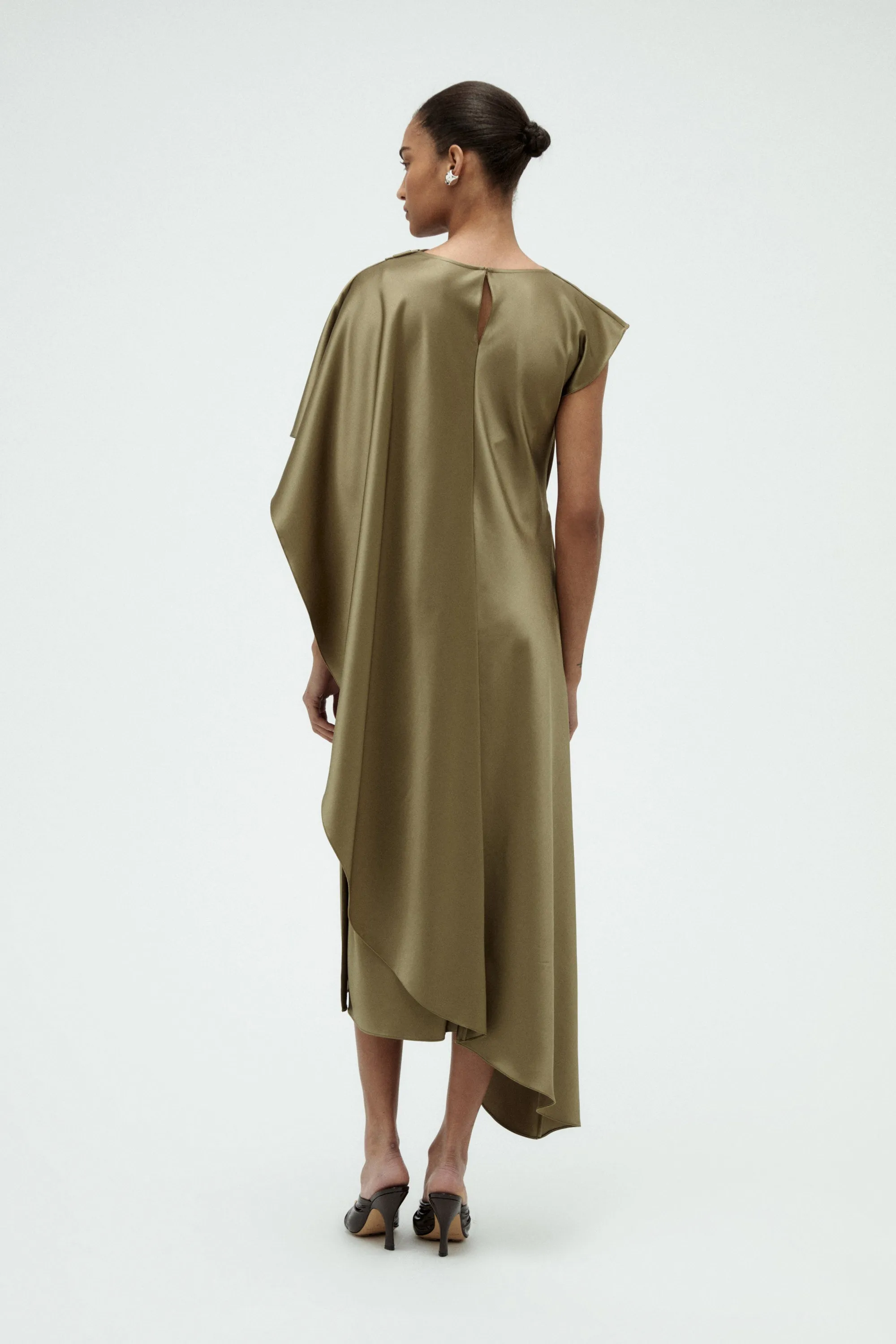 Satin Cape Dress sold by Amsale product image thumbnail 4
