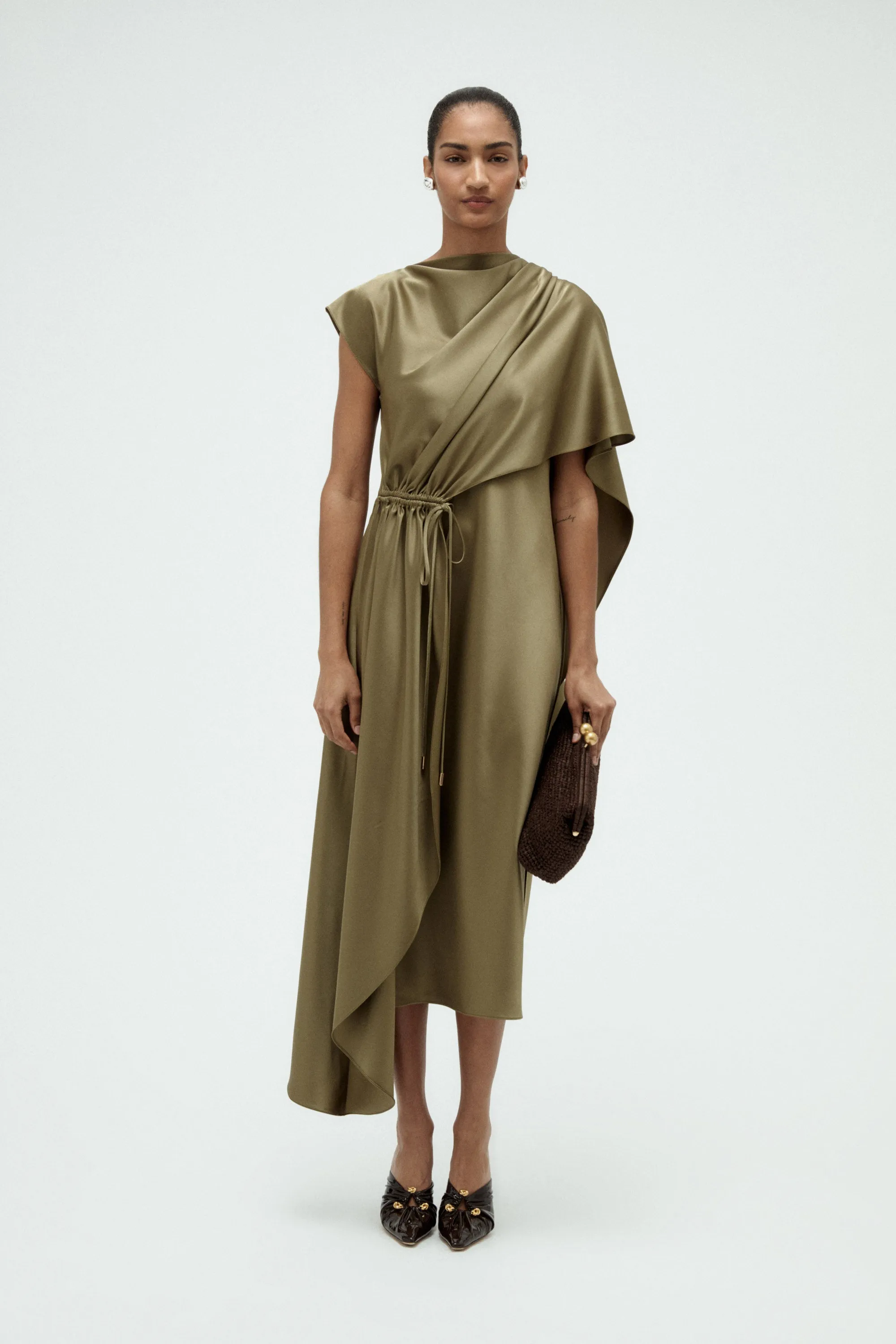 Satin Cape Dress sold by Amsale