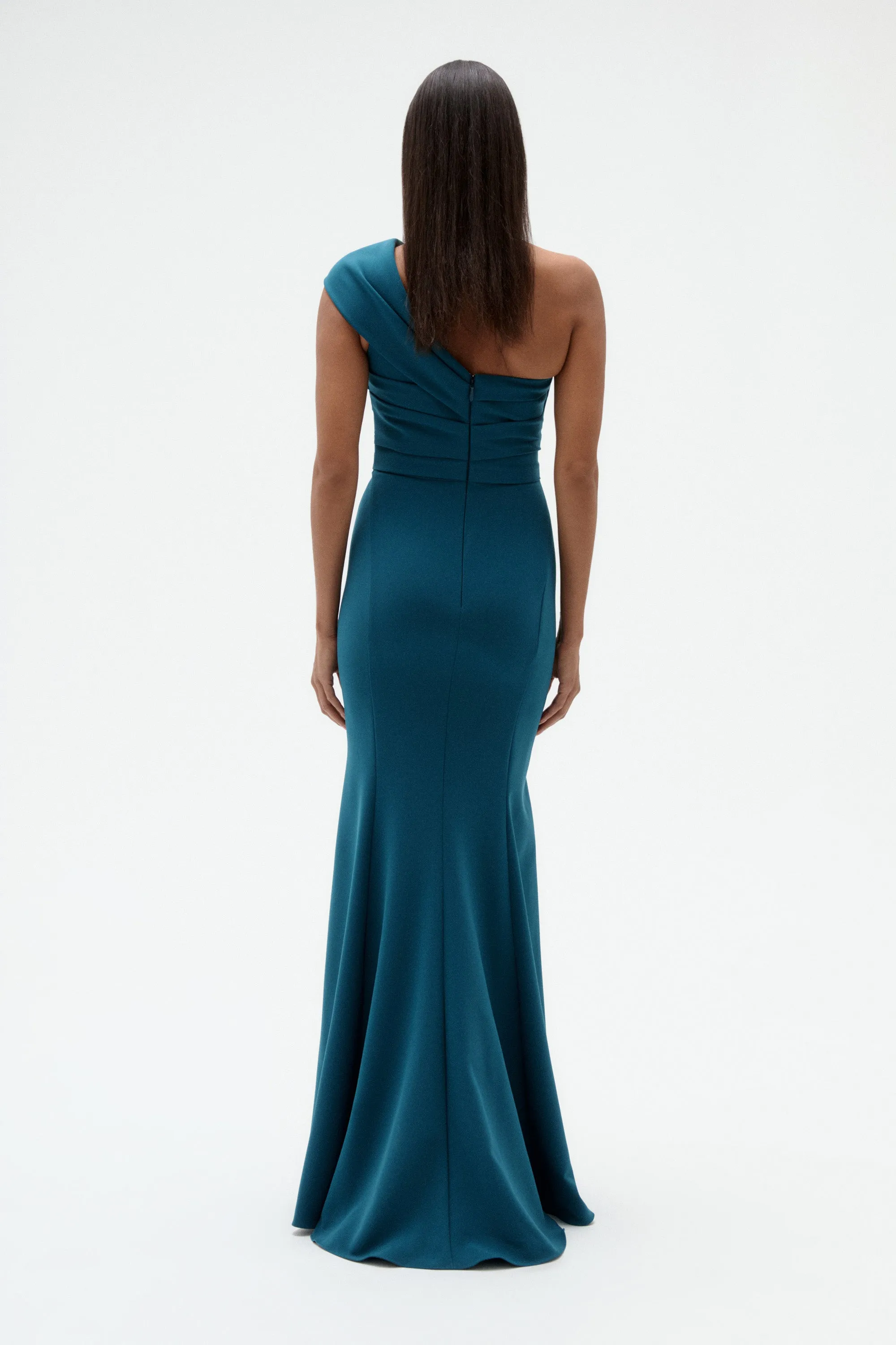 Italian Stretch Crepe One Shoulder Gown sold by Amsale product image thumbnail 4
