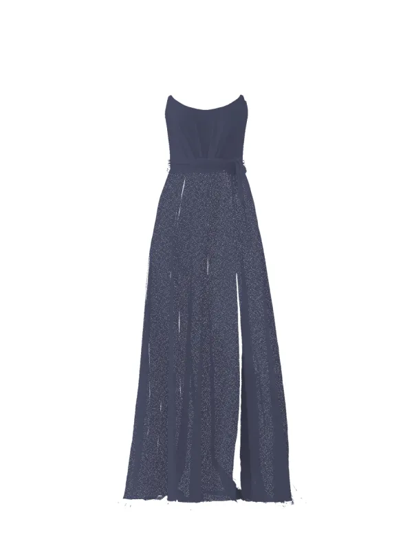 Bodice(Campbell), Skirt(Arabella),Belt(Sash), blue-steel sold by Amsale