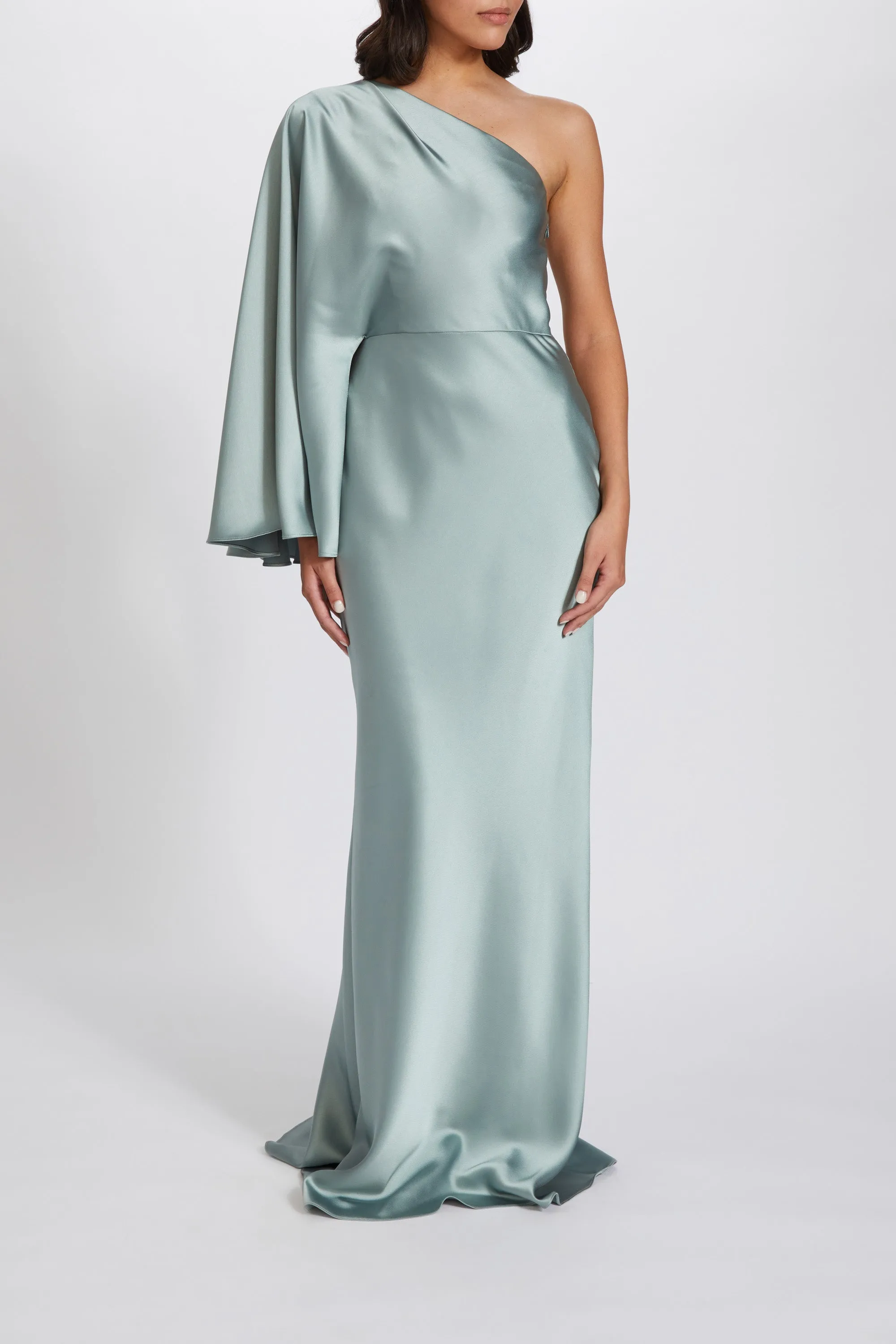 Fluid Satin One-Shoulder Gown sold by Amsale product image thumbnail 2
