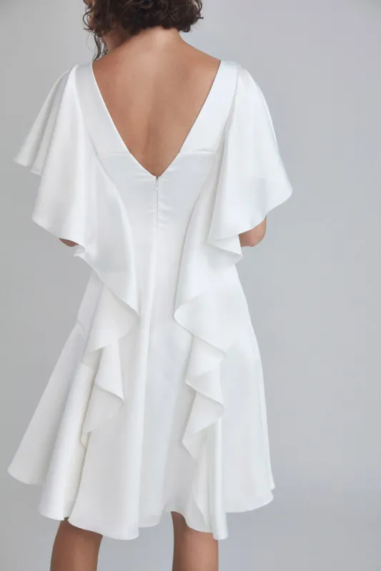 LW192 - Flutter Sleeve Ruffle Dress - Ivory sold by Amsale