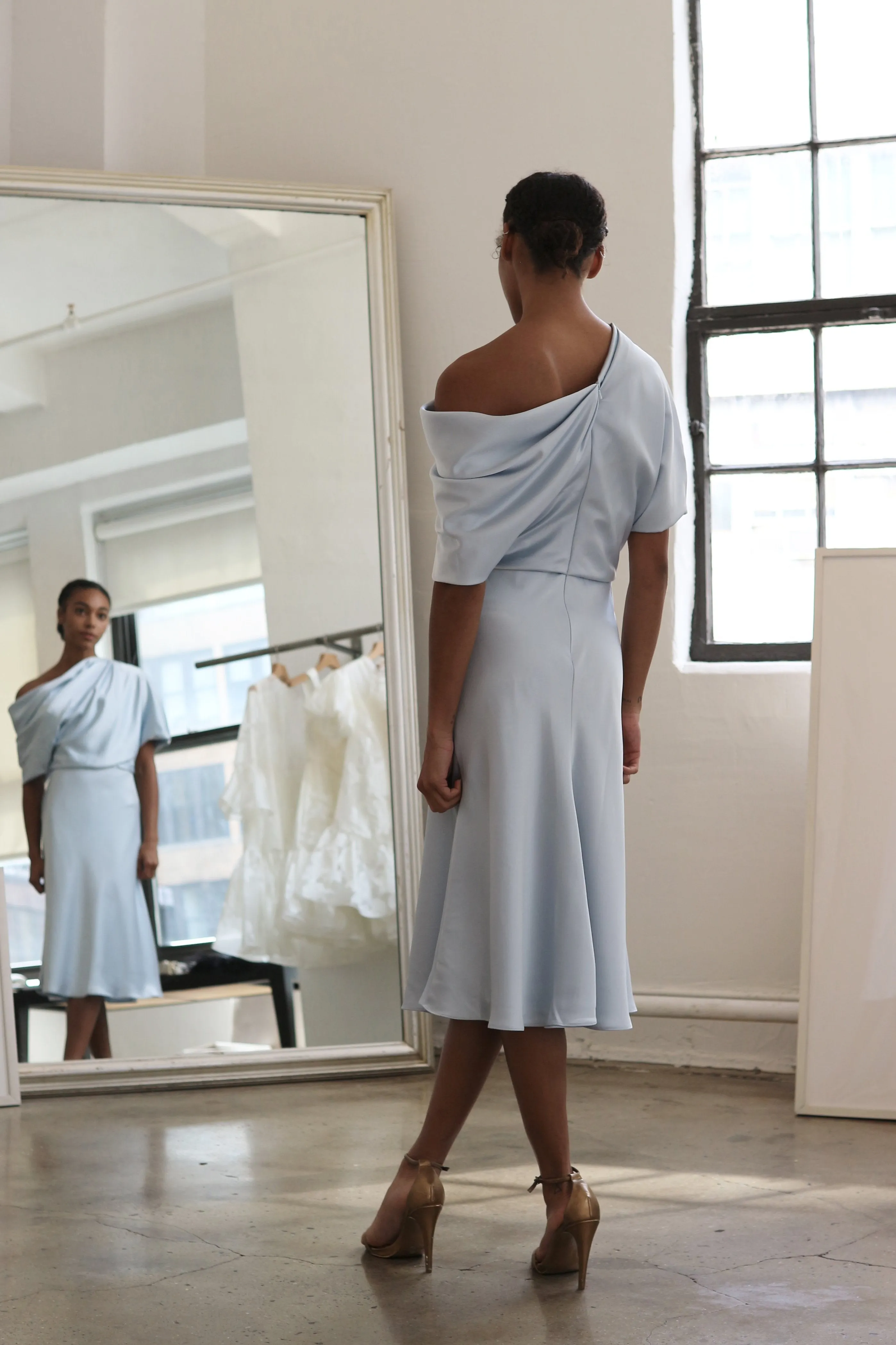 P391S - Draped Bodice Dress - Sage sold by Amsale product image thumbnail 2