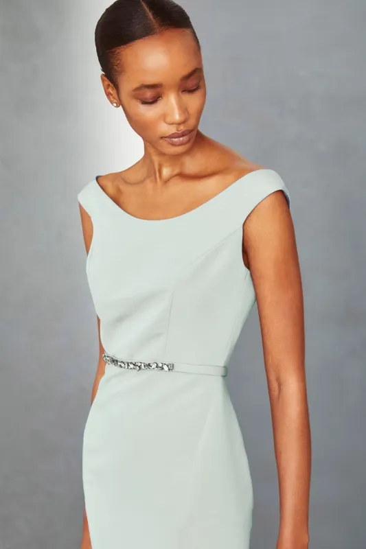 P351A - Bateau Neck Gown - Navy sold by Amsale